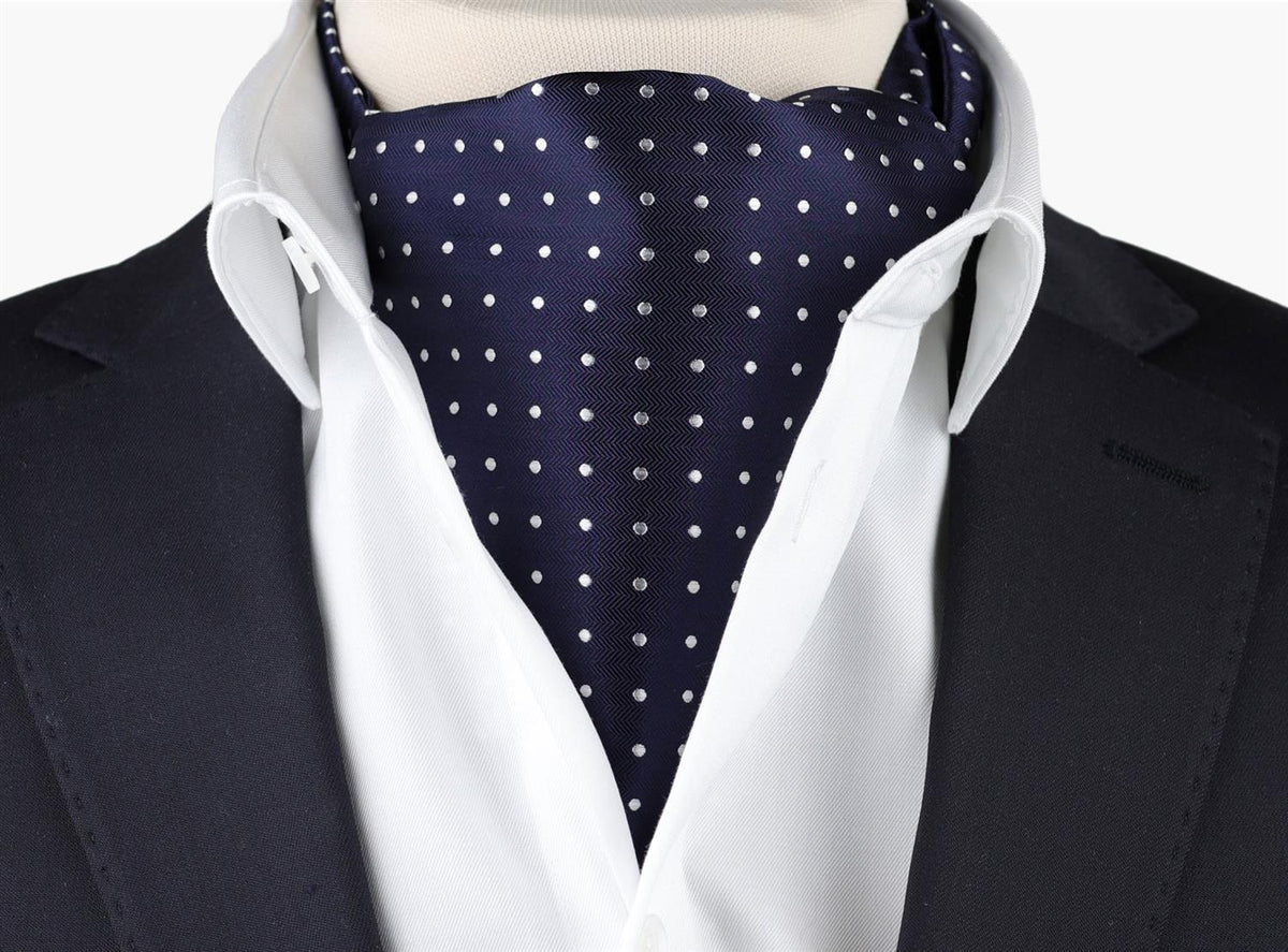 Nohr Carlos Polkadot Silk Ascot Marine Blå 79