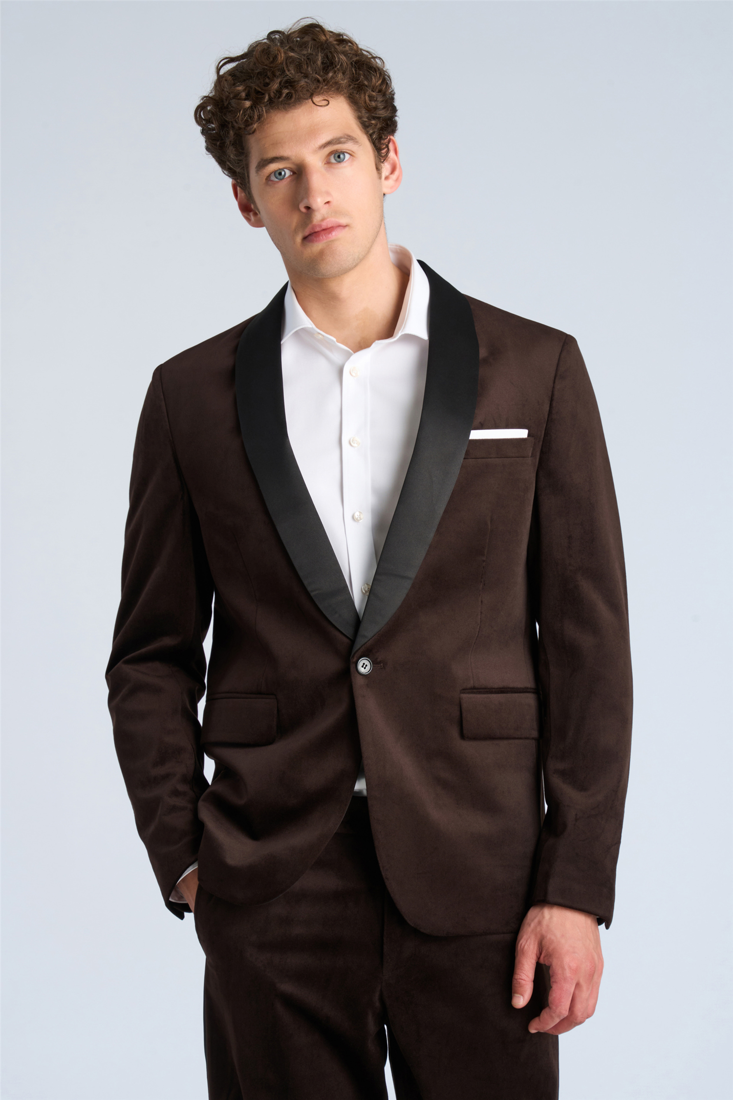Velvet Tuxedo Suit Brown