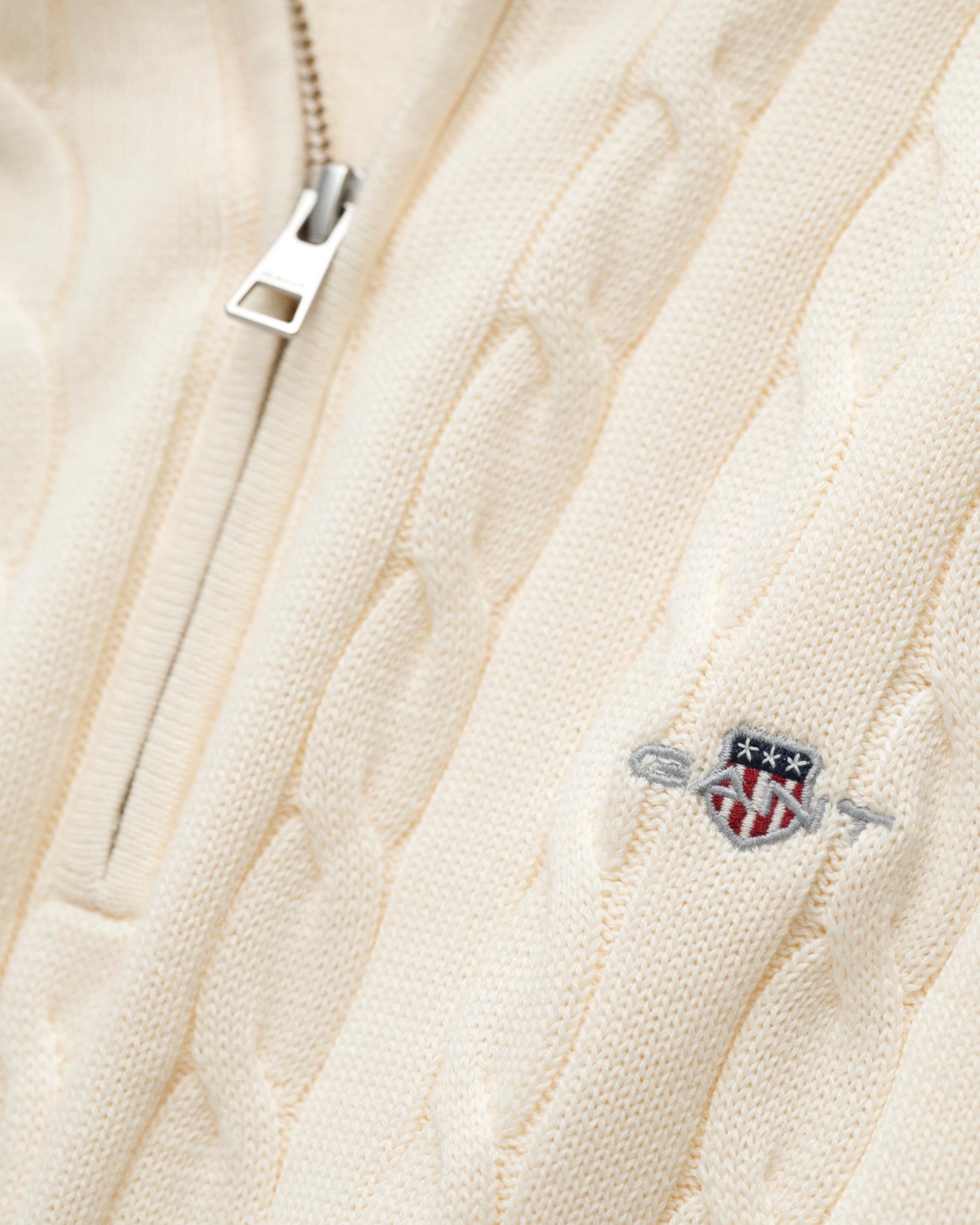 Cotton Cable Half Zip Cream