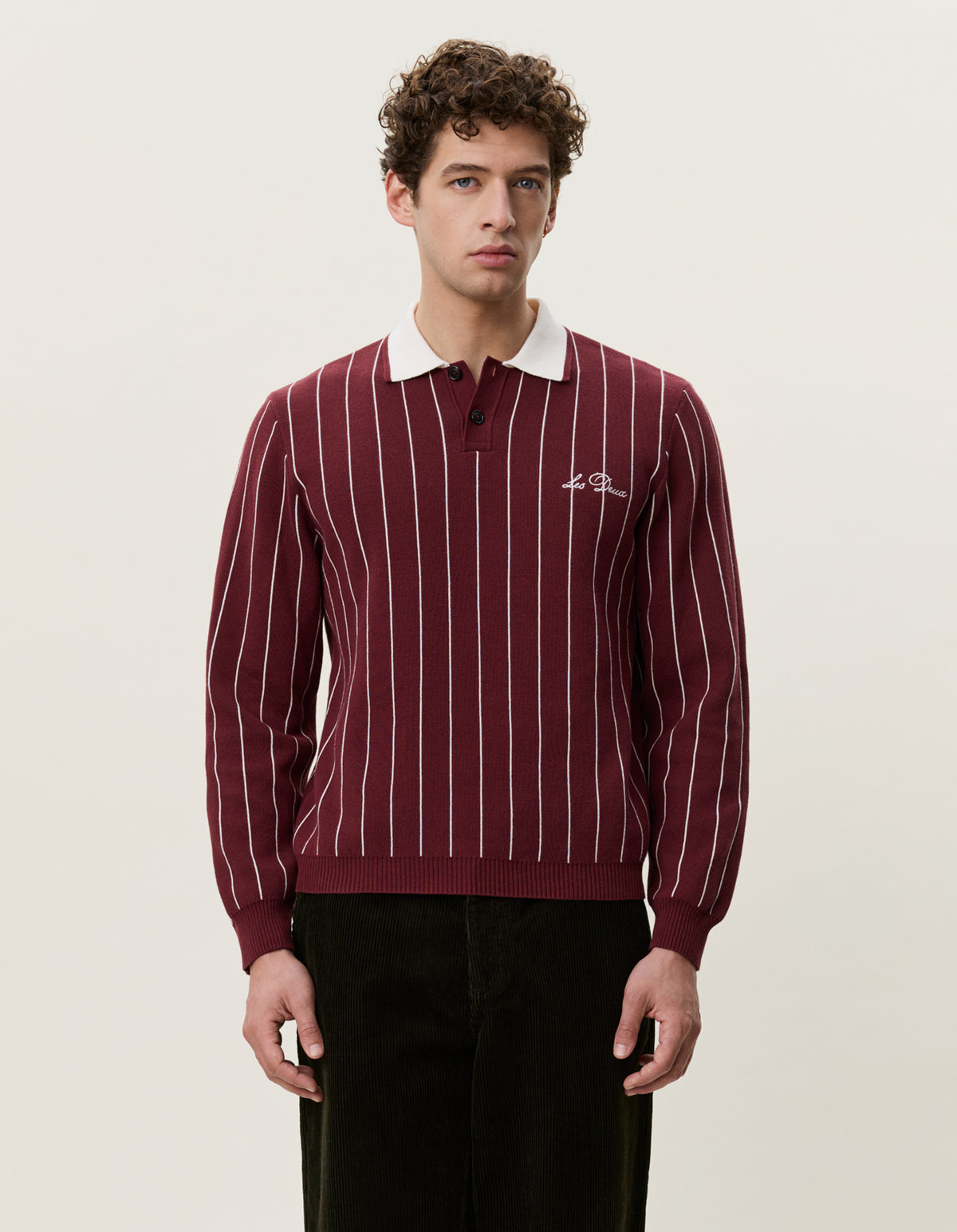 Signature Knitted Ls Polo Chocolate Truffle Red