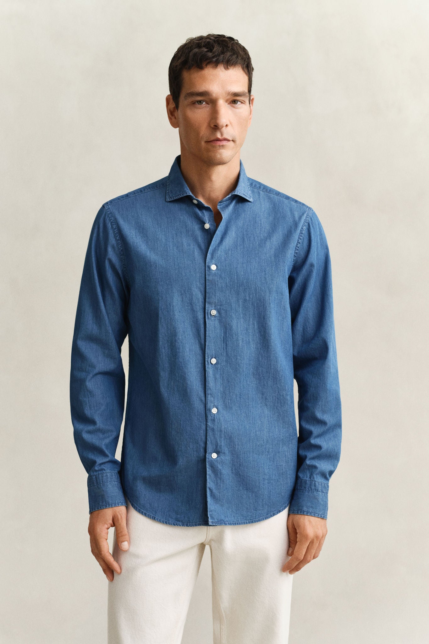 Reg Indigo Twill Shirt Semi Light Blue