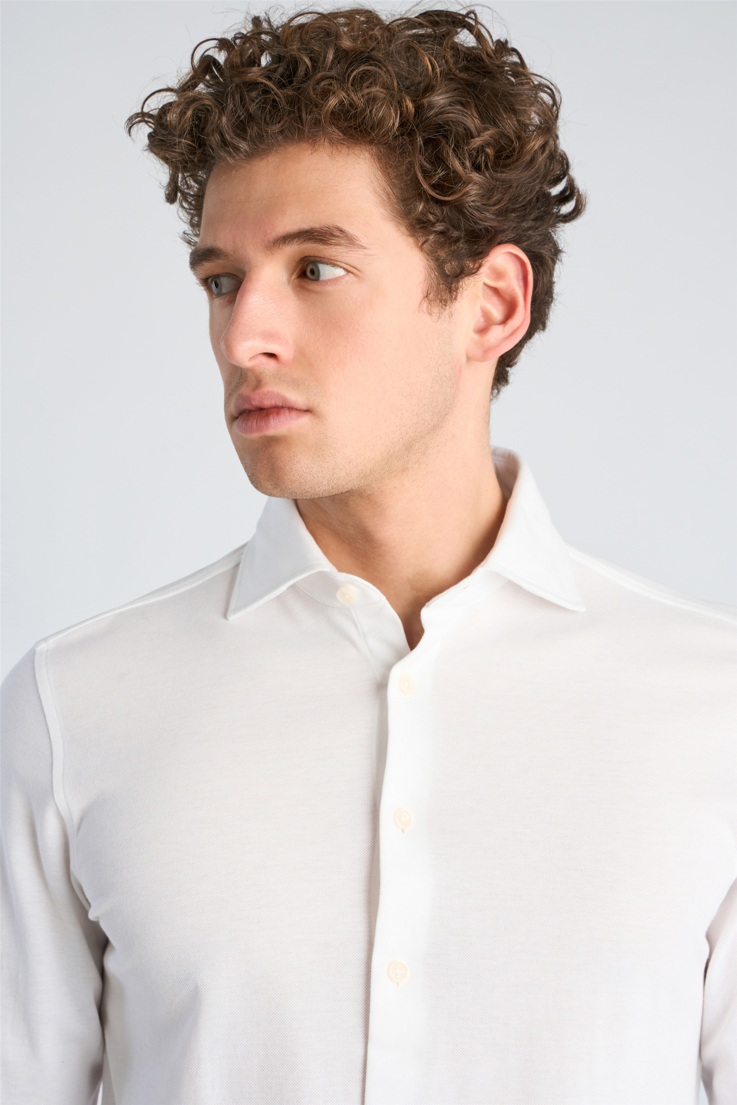 Knitted Dress Shirt L/s White
