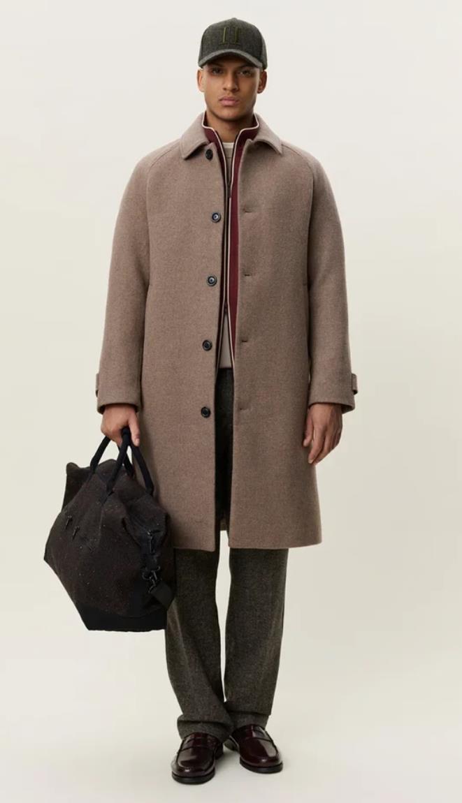 Solid Wool Coat Dark Sand Melange