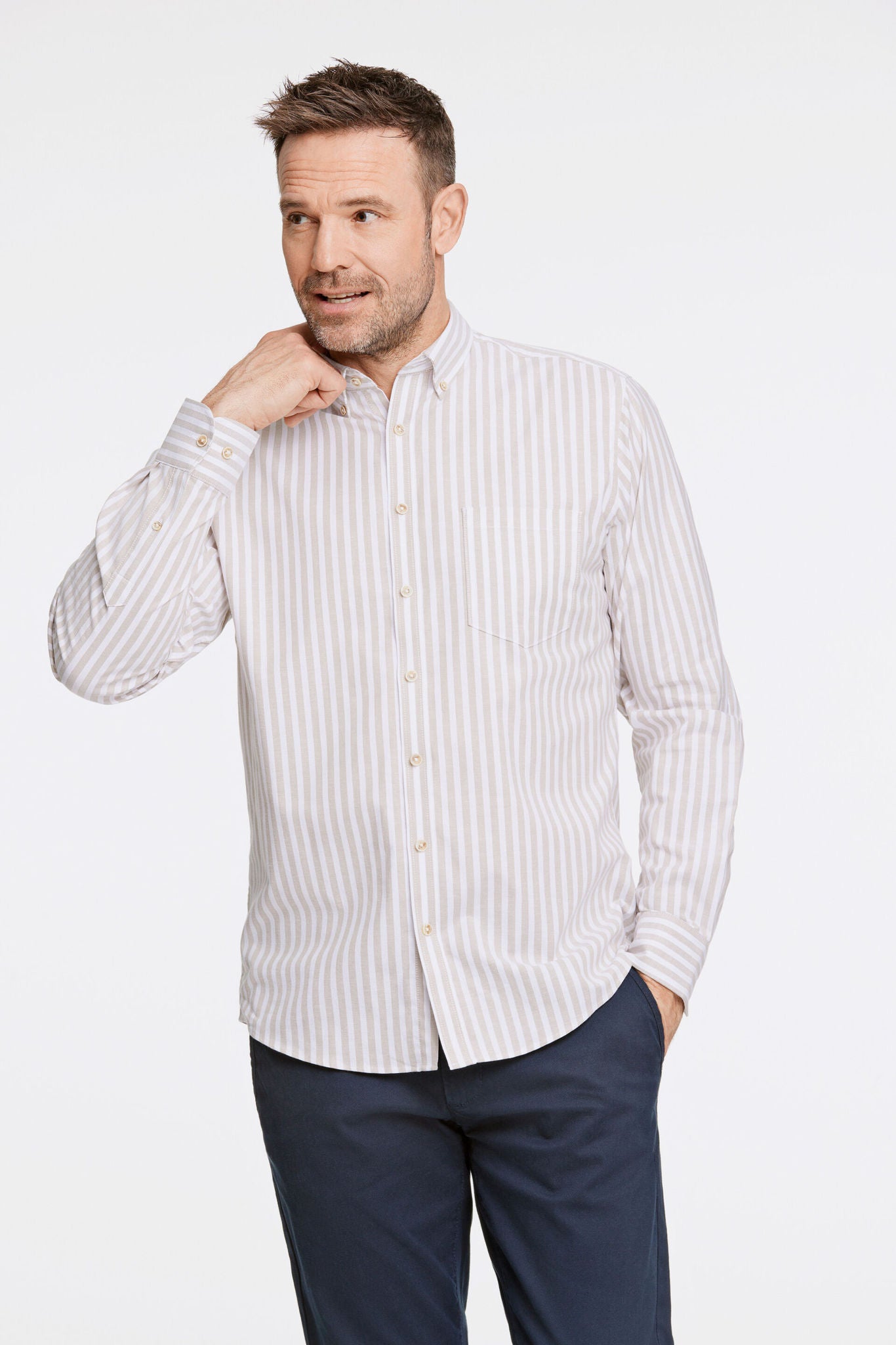 Striped superflex oxford L/S Sand