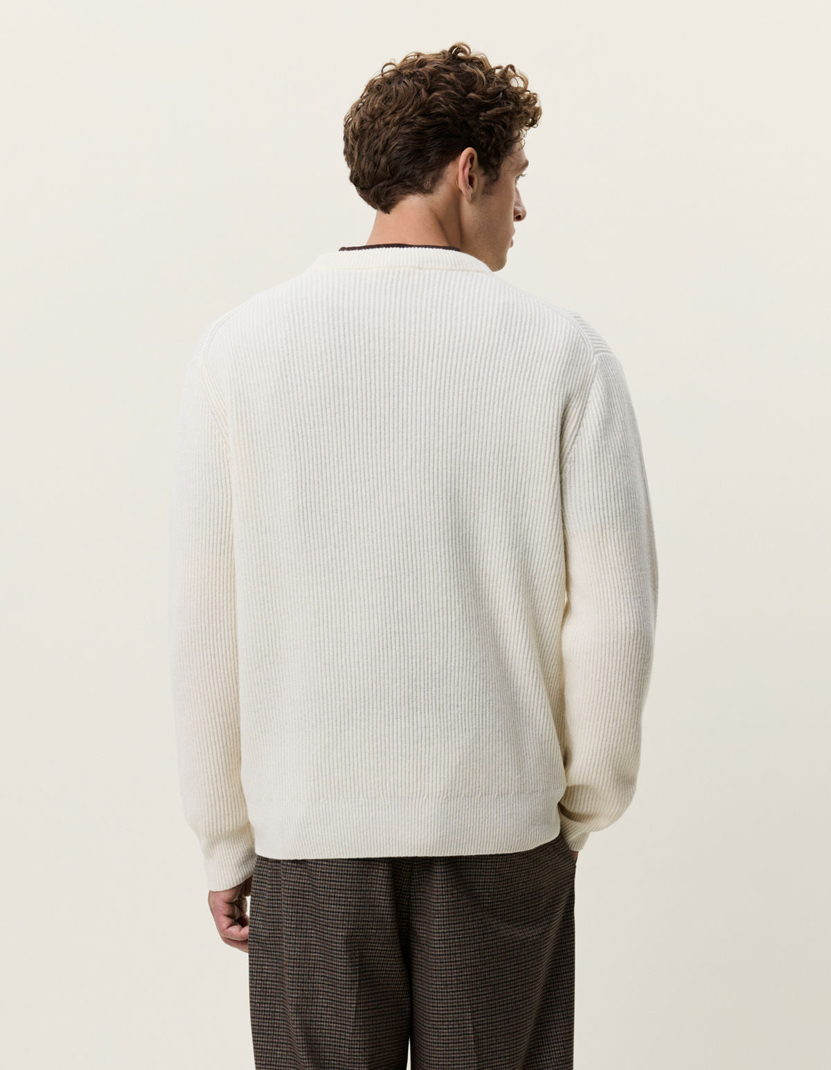 Wool Rib Roundneck Knit Ivory Melange