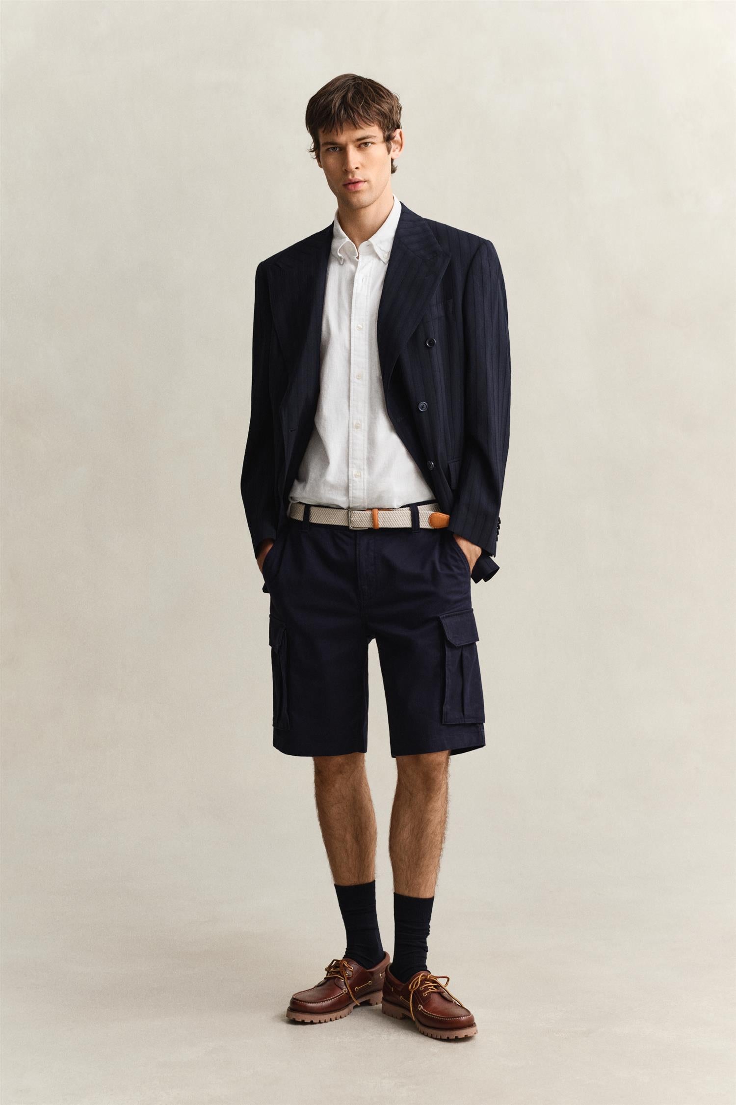 Reg cotton linen ss shirt White