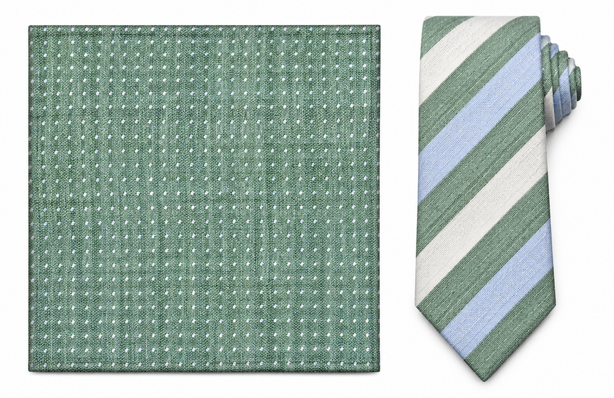 Silkeslips med lommetørkle Grønn