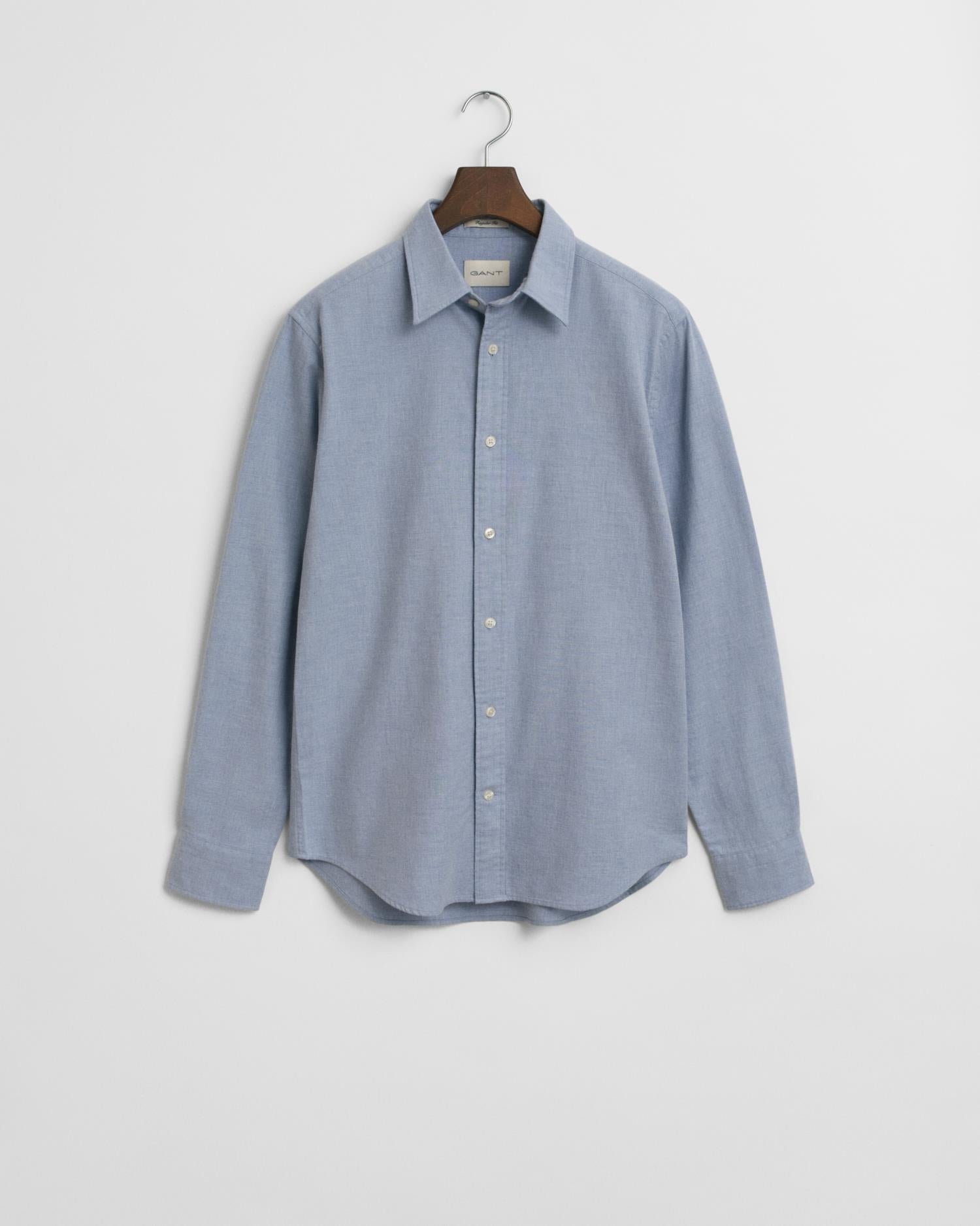 Reg Flannel Melange Shirt Lt Blue Melange
