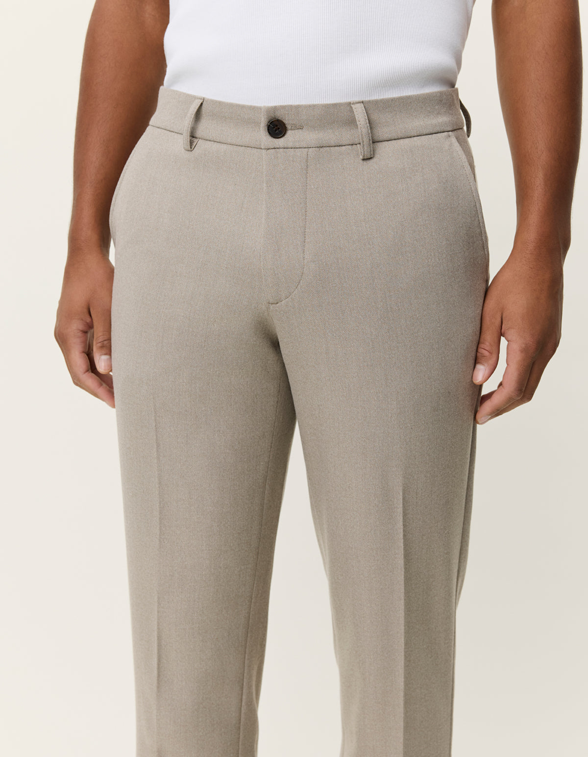 Como Reg Solid Pants Laurel Oak Sand