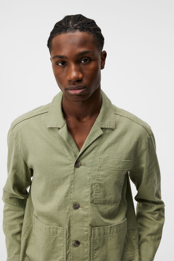 Errol linen workwear overshirt Grønn
