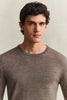 Extrafine Merino Wool C-Neck Dark Hazelnut Melange