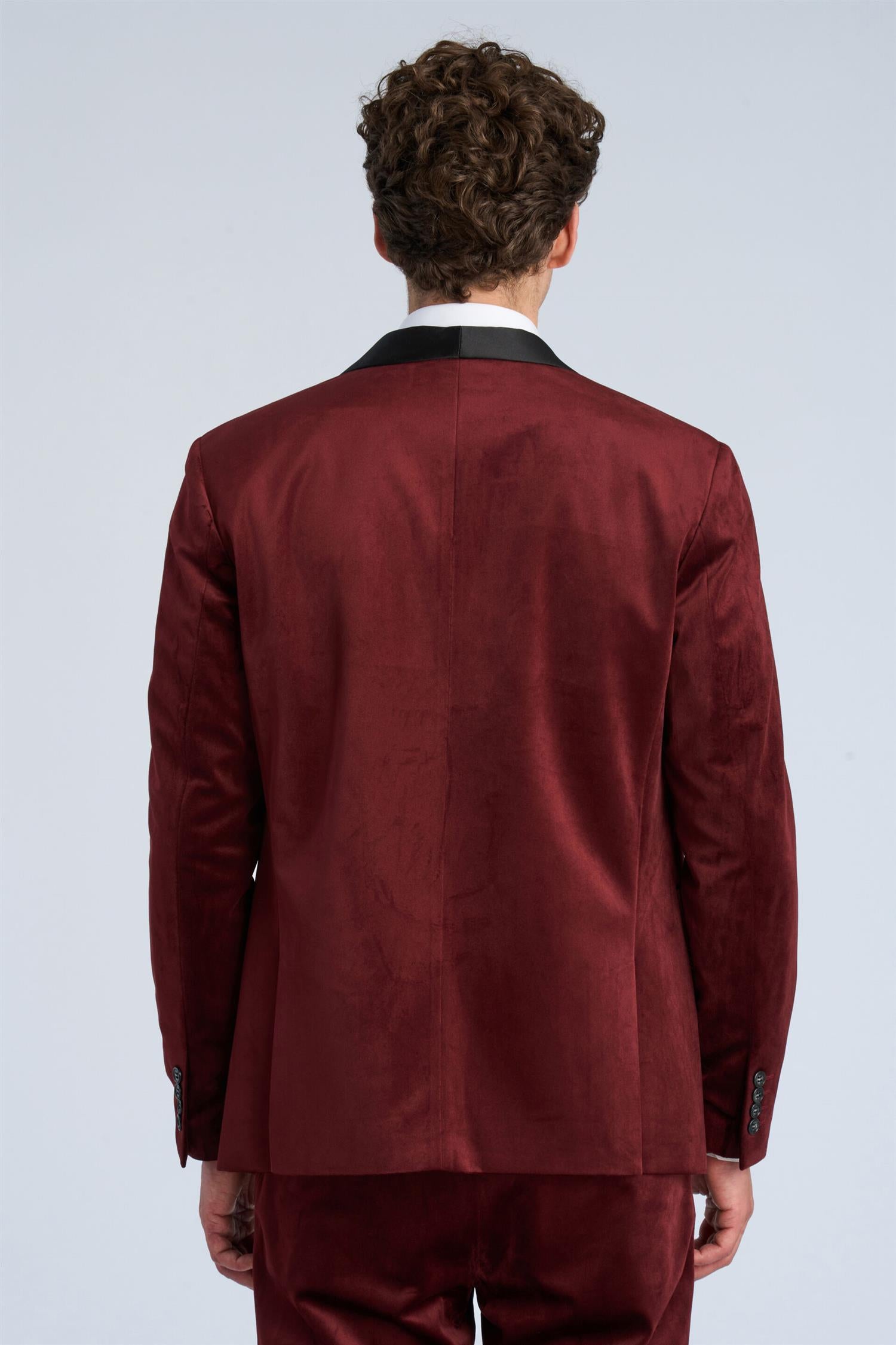 Velvet Tuxedo Suit Burgundy