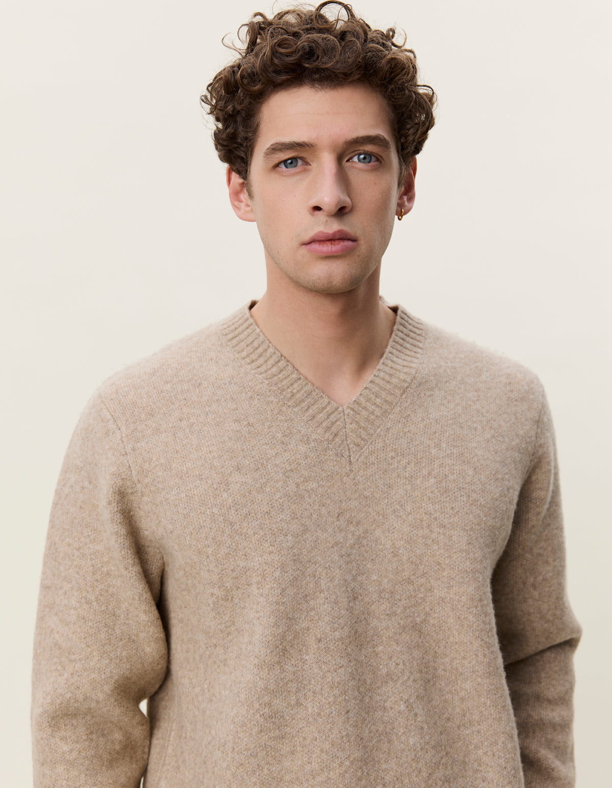 Melange V-Neck Knit Light Sand Melange