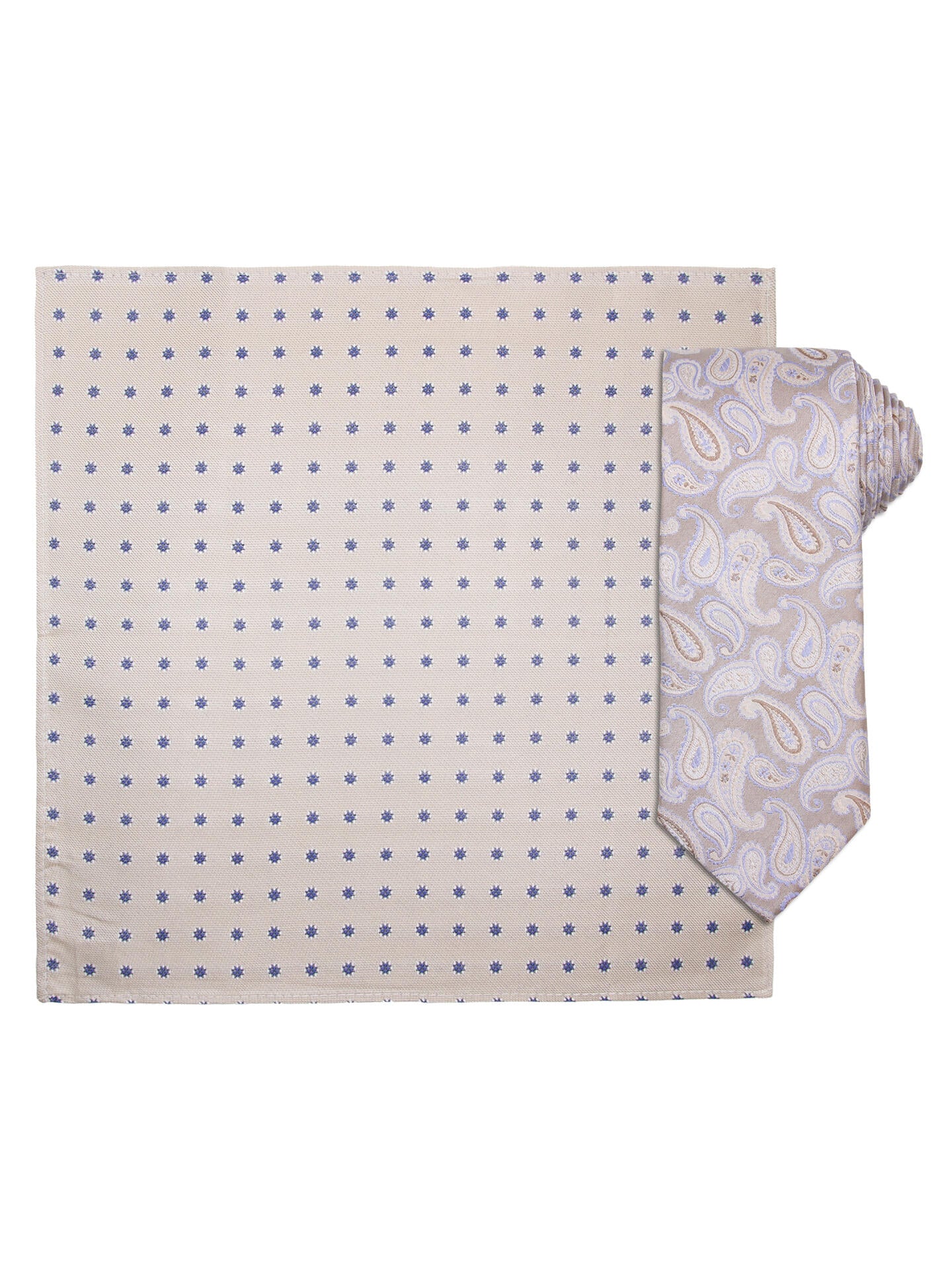 Santi silkeslips+lommetørkle Beige