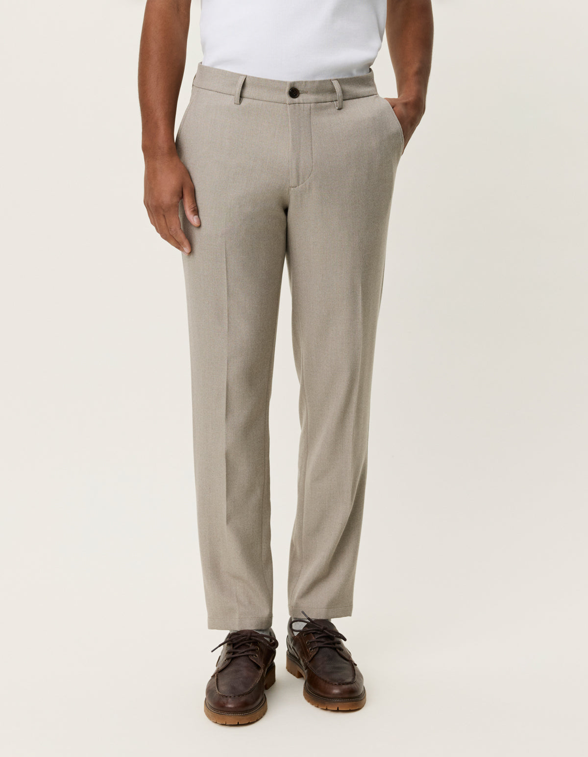 Como Reg Solid Pants Laurel Oak Sand