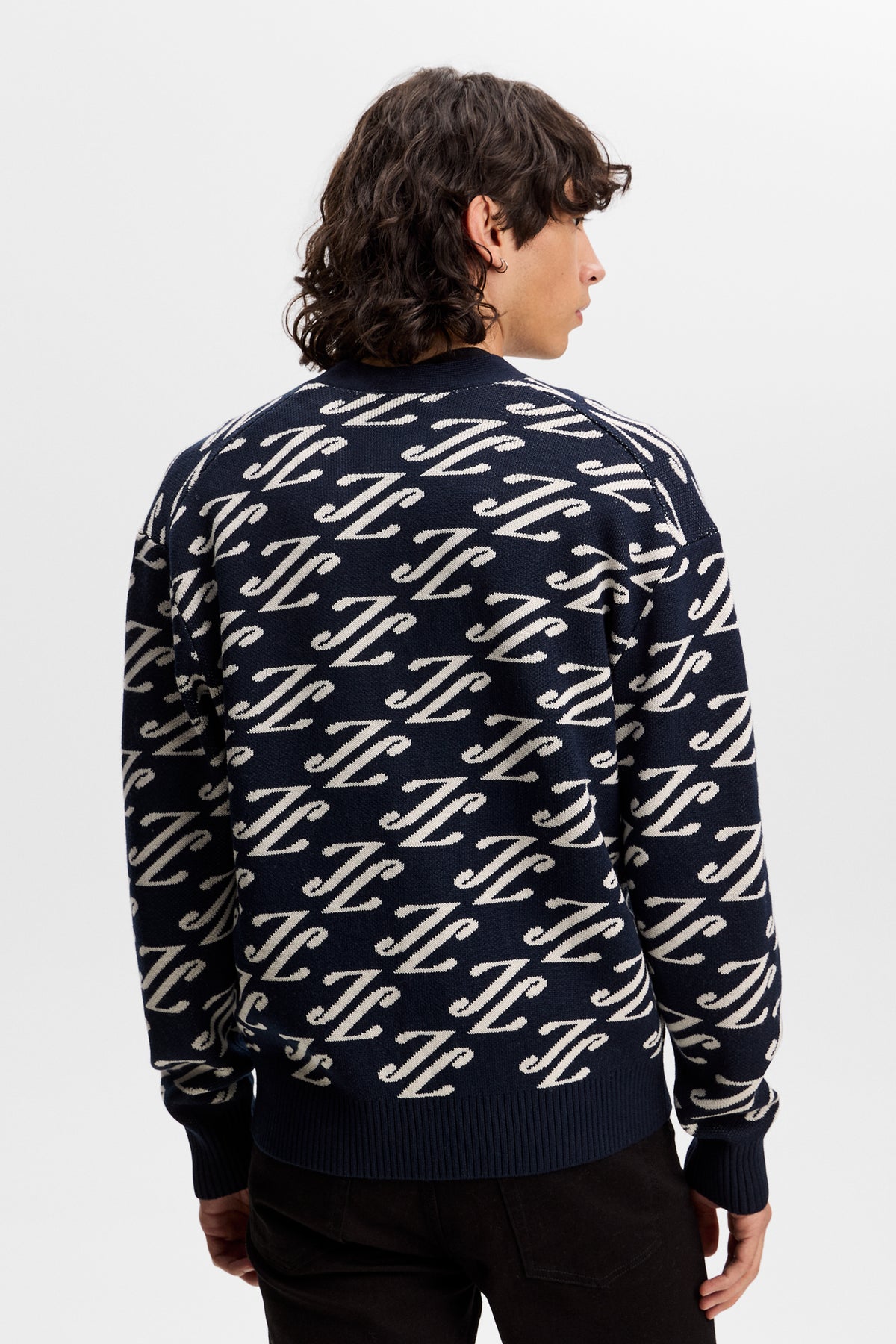 Denny Jacquard Cardigan Navy