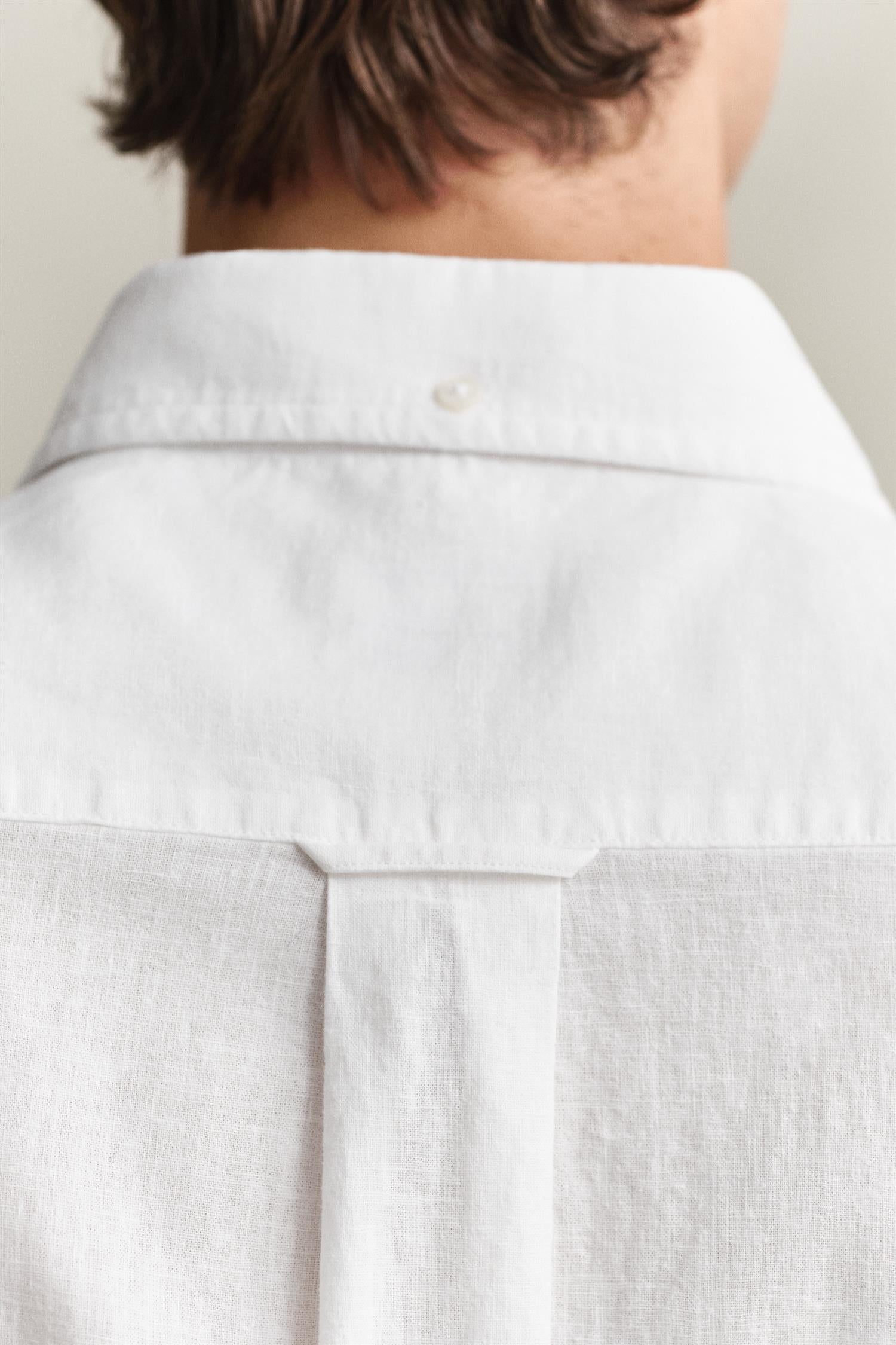 Reg cotton linen ss shirt White