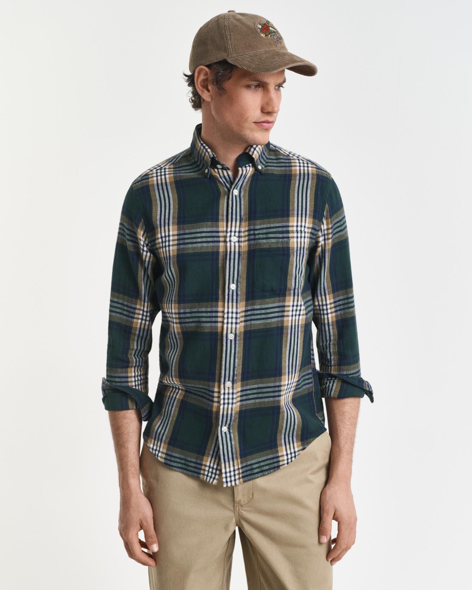 Reg Windblown Flannel Check Shirt Tartan Green
