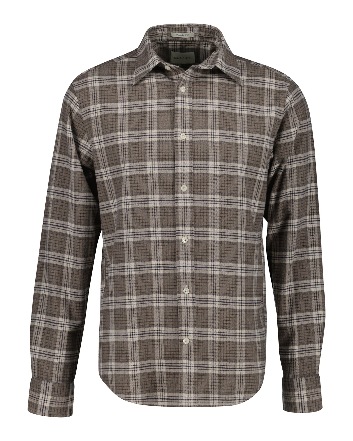 Reg Flannel Melange Check Shirt Dark Hazelnut Melange