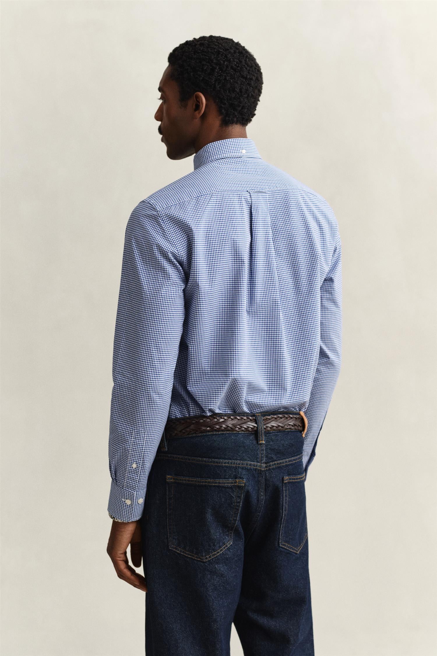 Reg Classic Poplin Gingham Shirt College Blue