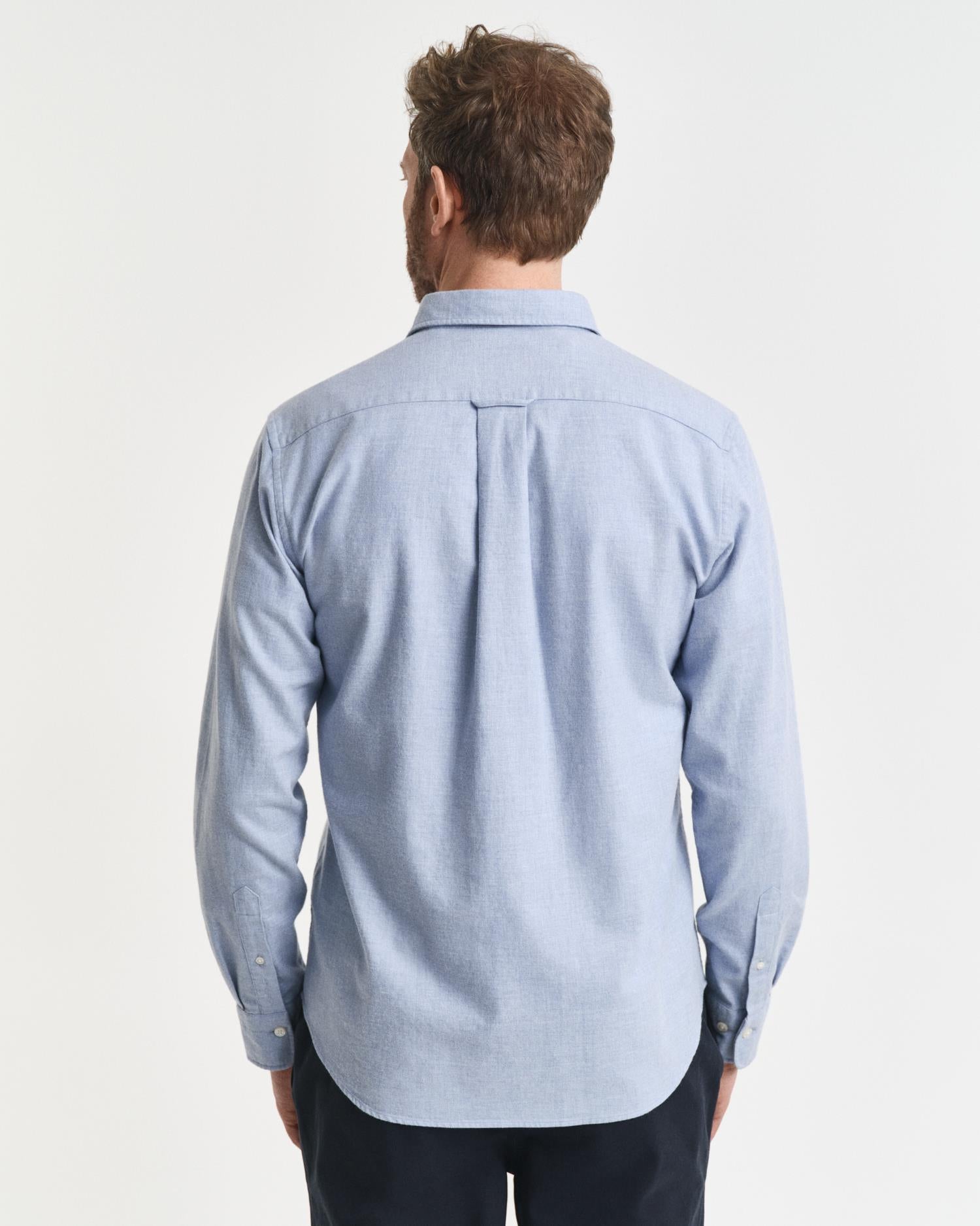 Reg Flannel Melange Shirt Lt Blue Melange
