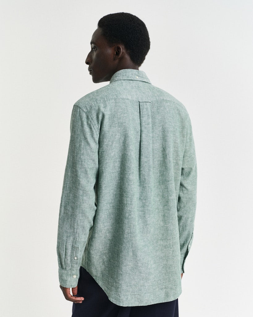 REG COTTON LINEN SHIRT Woody Green