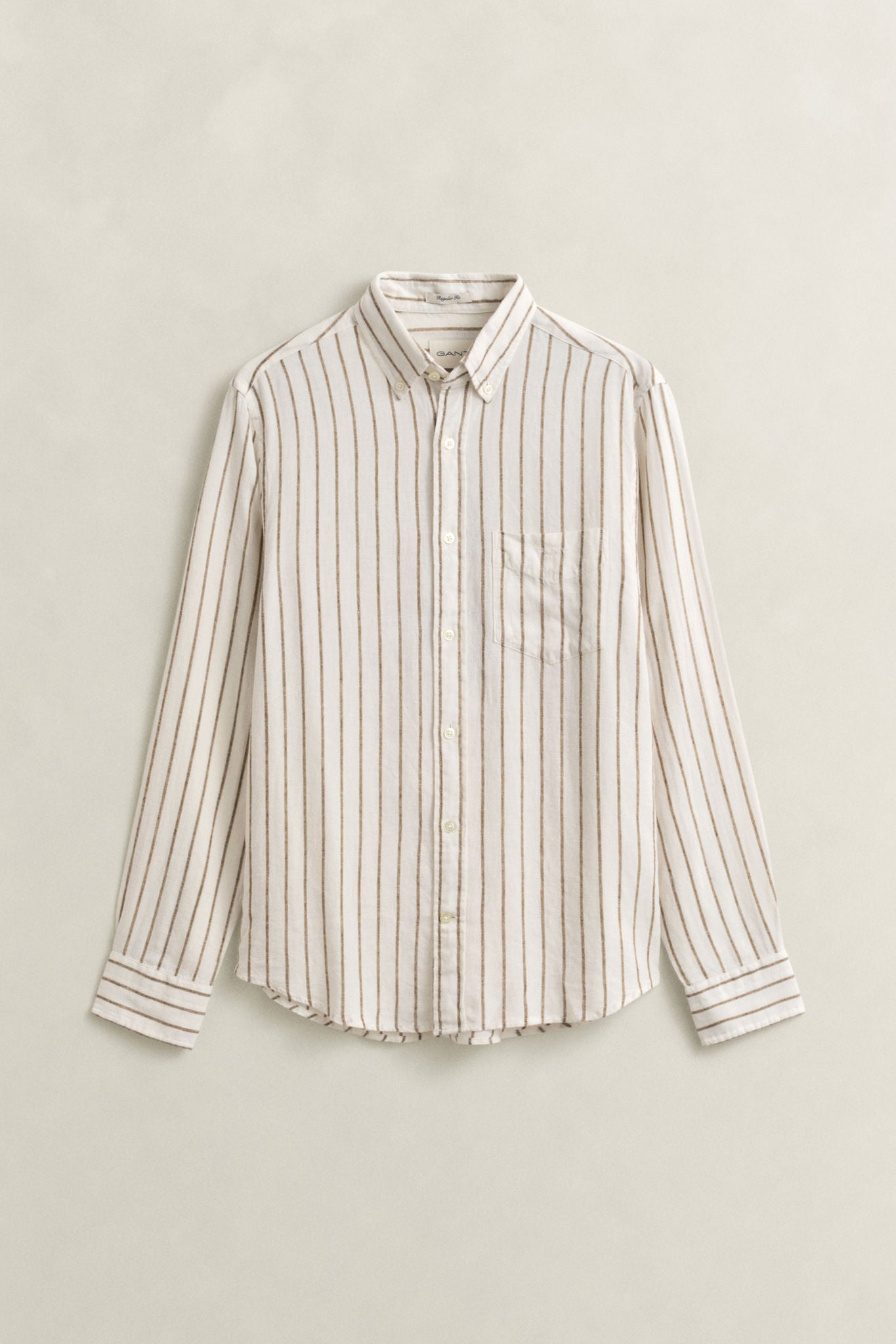 Reg Linen Viscose Stripe Shirt Cream