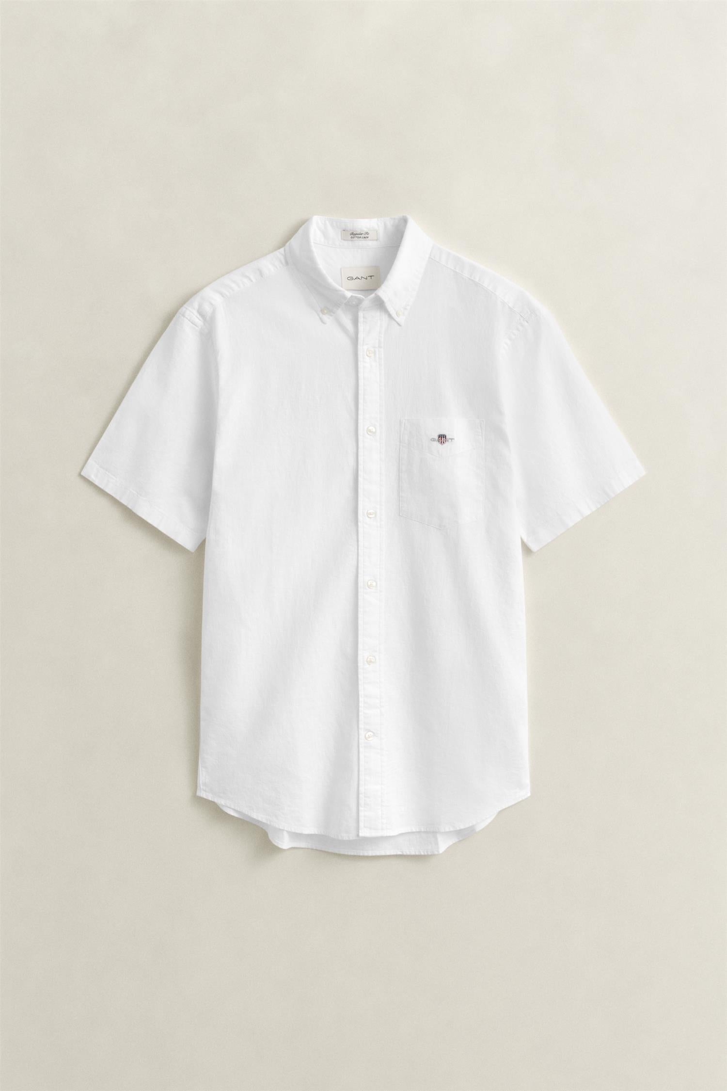 Reg cotton linen ss shirt White