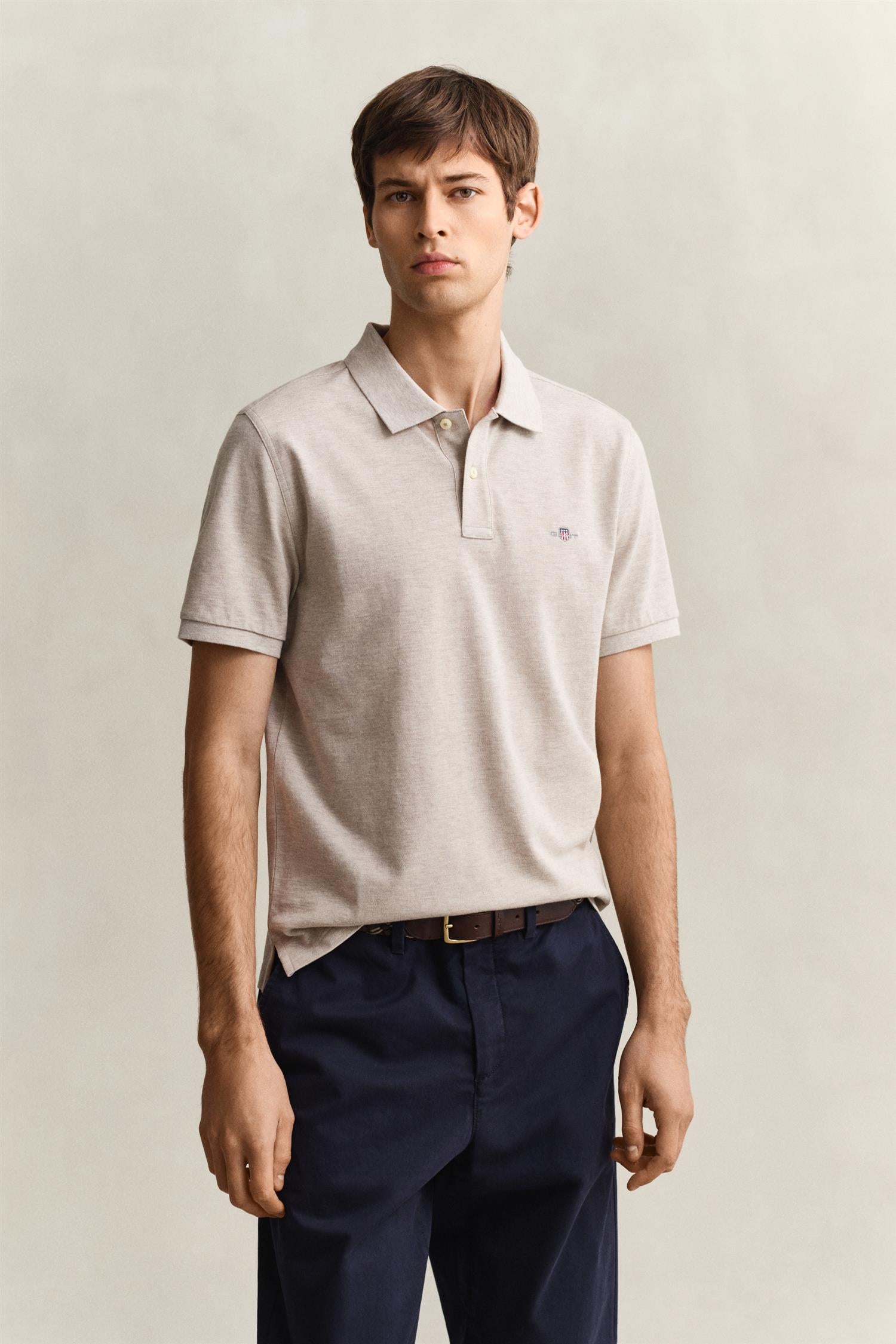 Reg Shield Ss Pique Polo Oat Melange