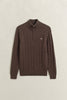 Cable Knit Half-Zip Sweater Black Brown Melange