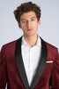 Velvet Tuxedo Suit Burgundy