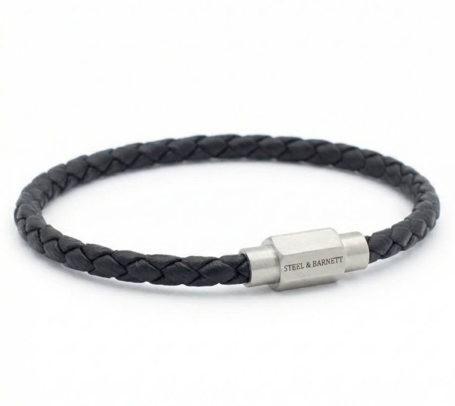 Leather Bracelet Luke Landon Black | Silver