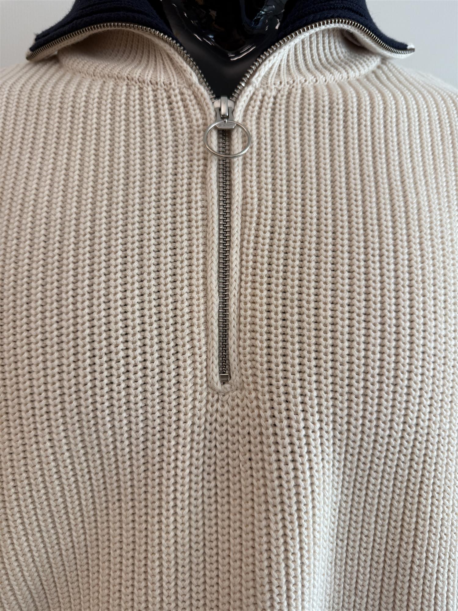 Rib halfzip.116 Cream