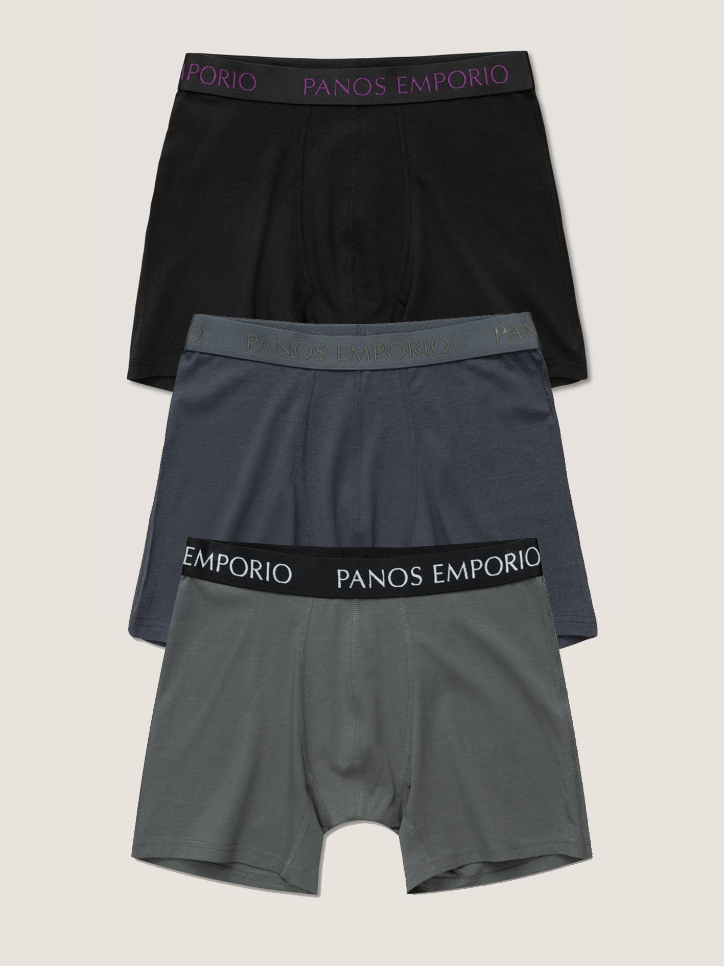 3pk Base Bamboo Boxer Black/Asphalt/Steel Grey