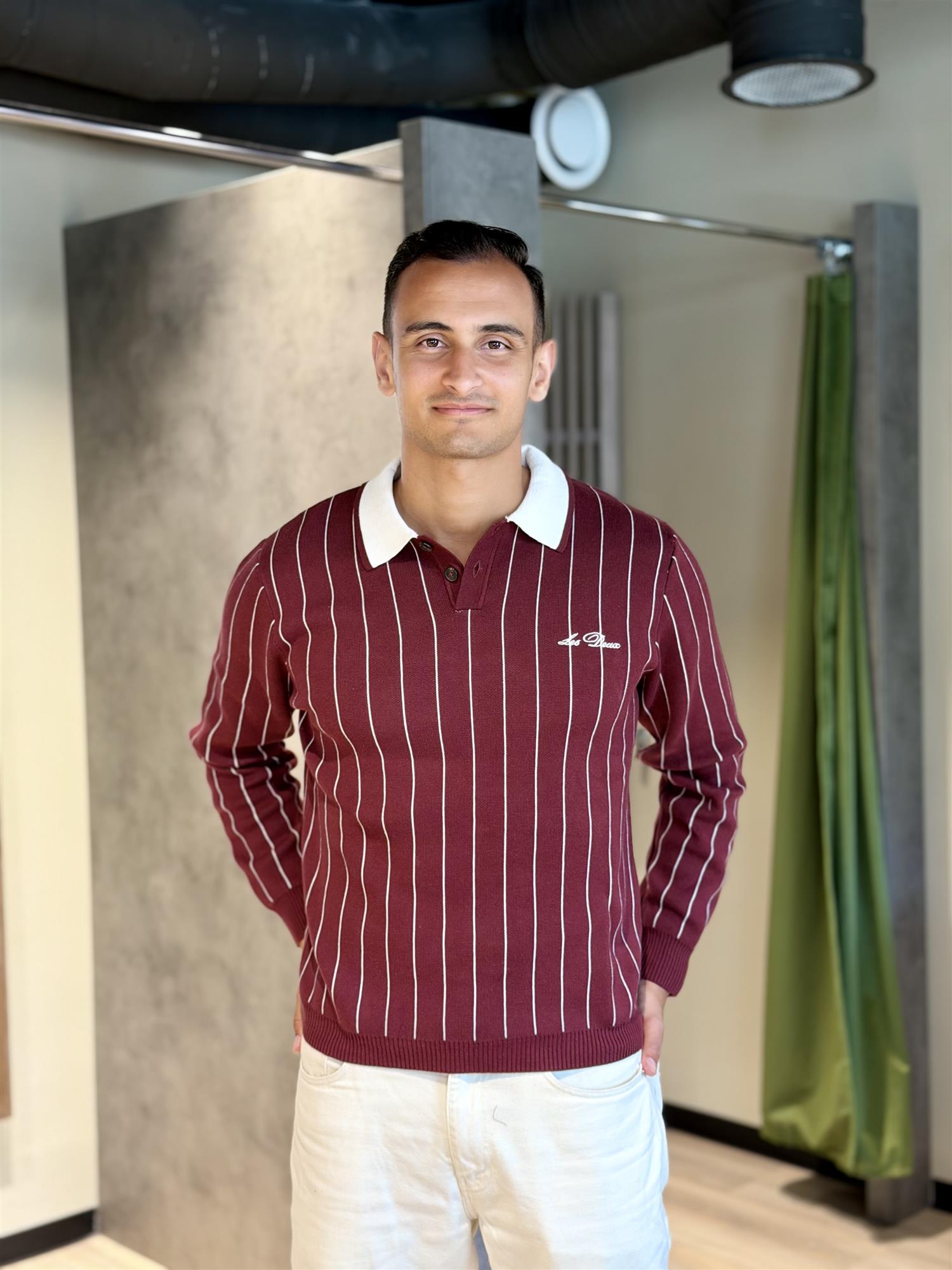 Signature Knitted Ls Polo Chocolate Truffle Red