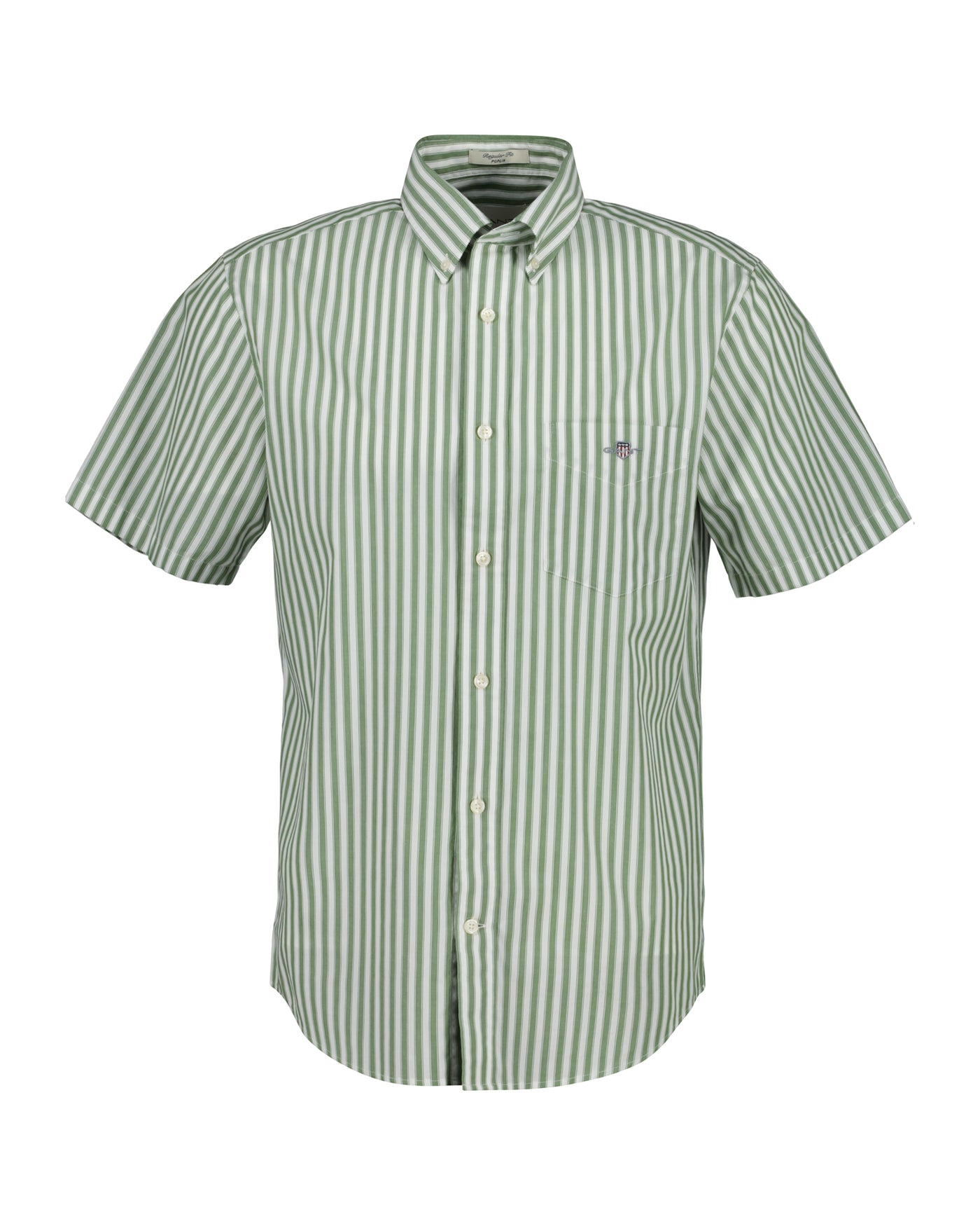 Reg Classic Poplin Stripe Ss Shirt Herb Green