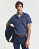 Reg Shield Ss Pique Polo Dark Jeansblue Melange