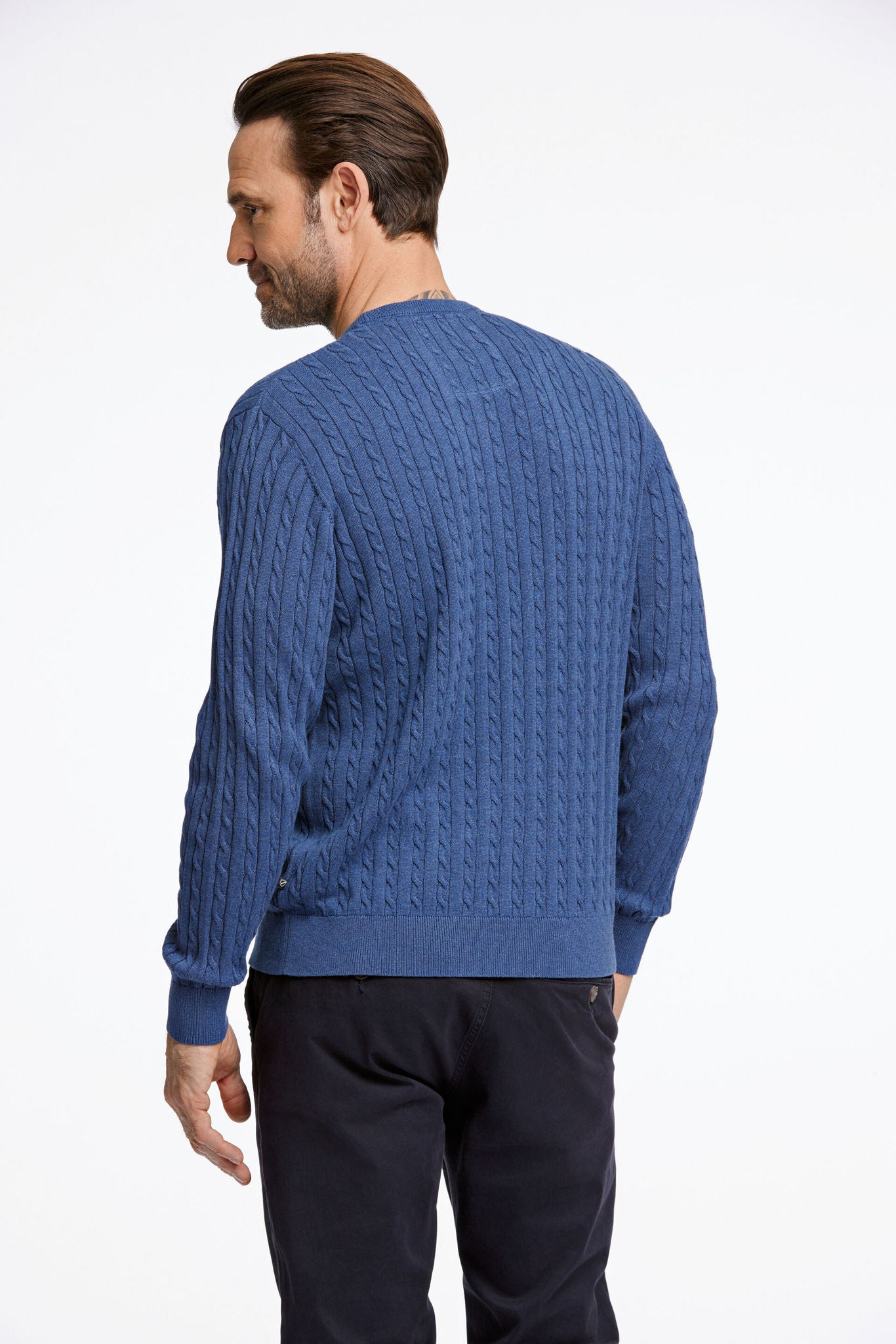O-neck cable knit Blue Sky Mel