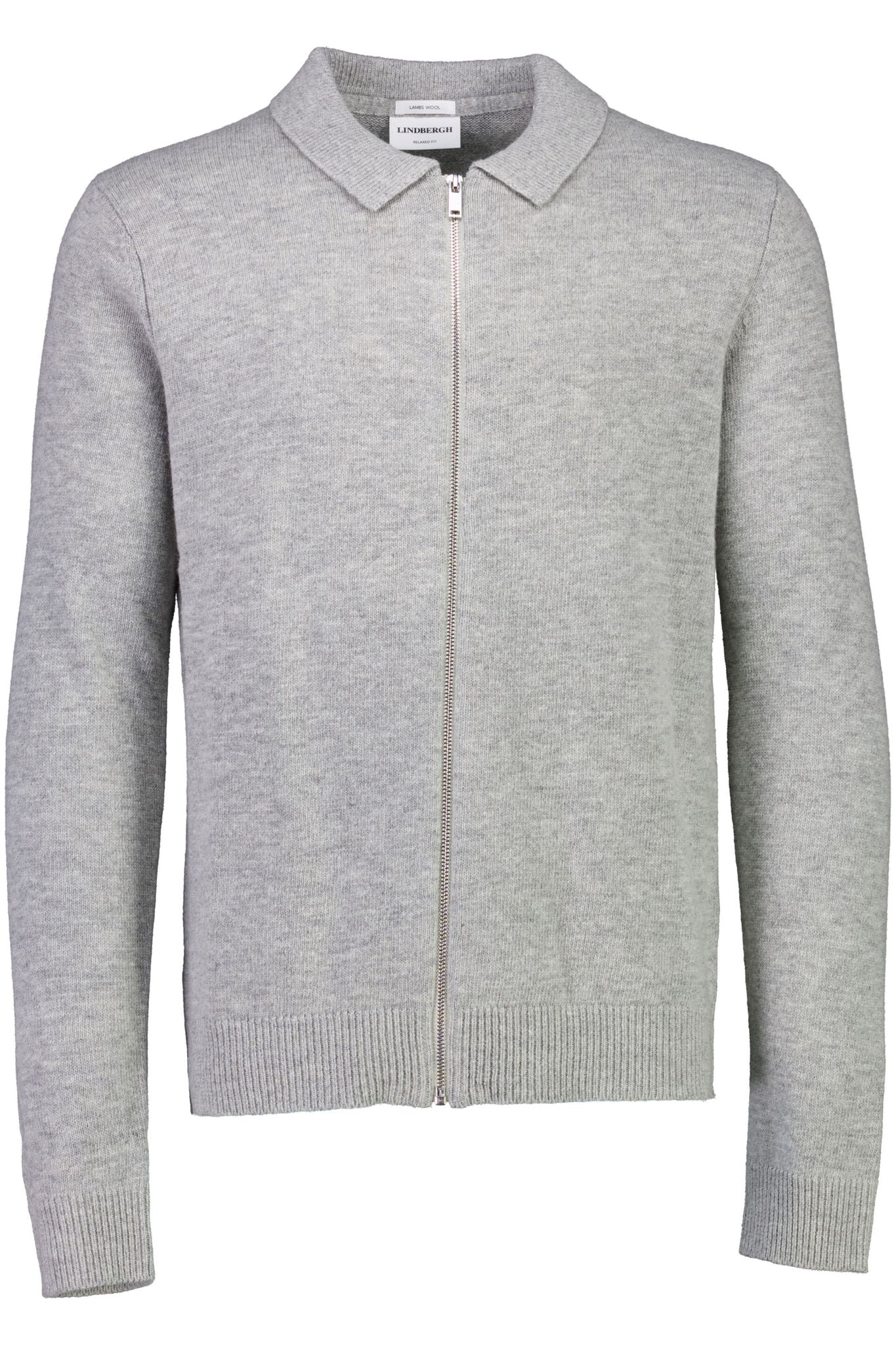 Lambswool L/S cardigan w zip Mid Grey Mel