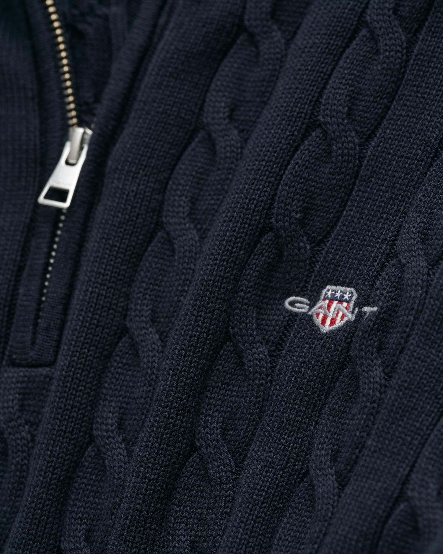 Cotton Cable Half Zip Evening Blue