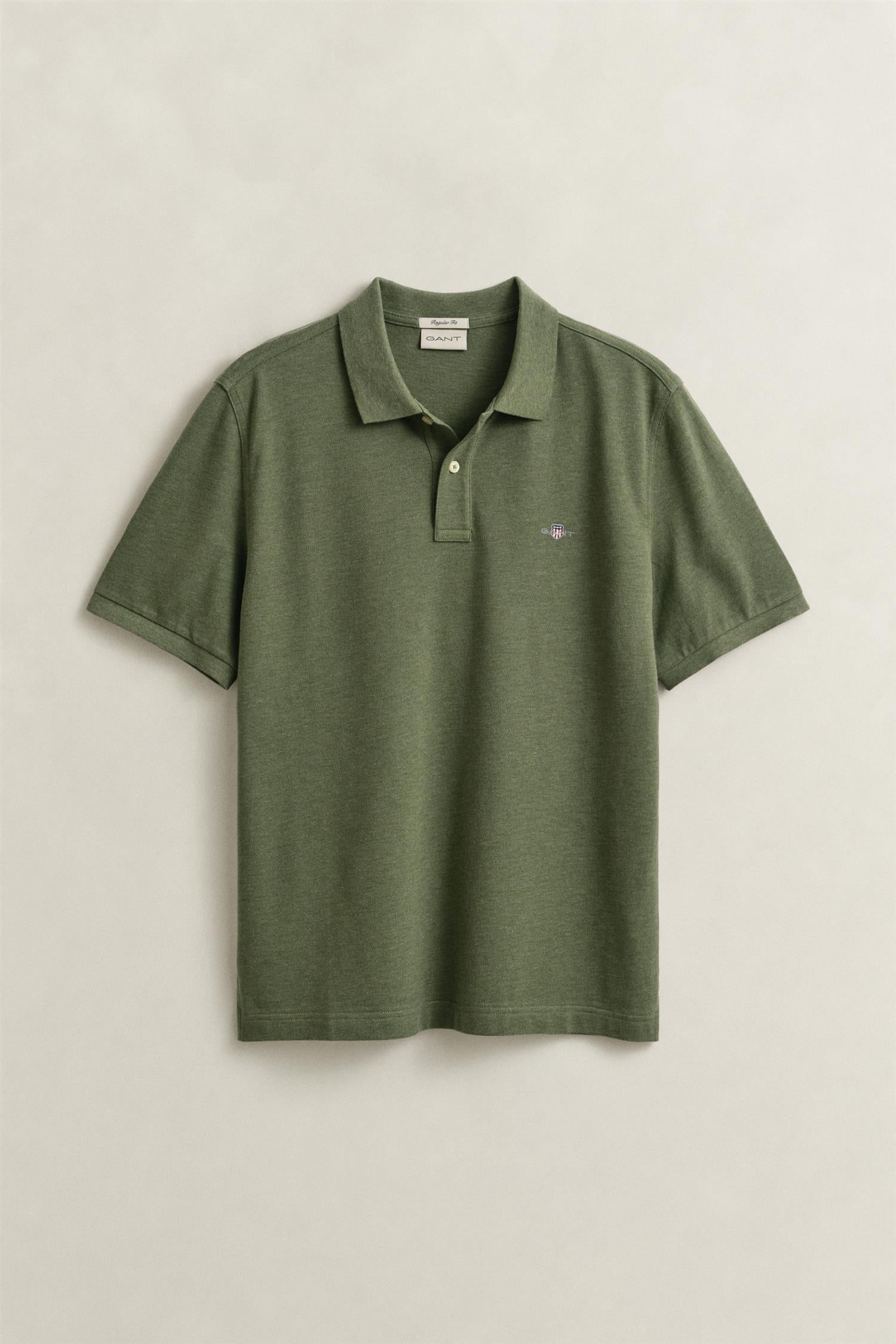 Reg Shield Ss Pique Polo Dark Cactus Melange