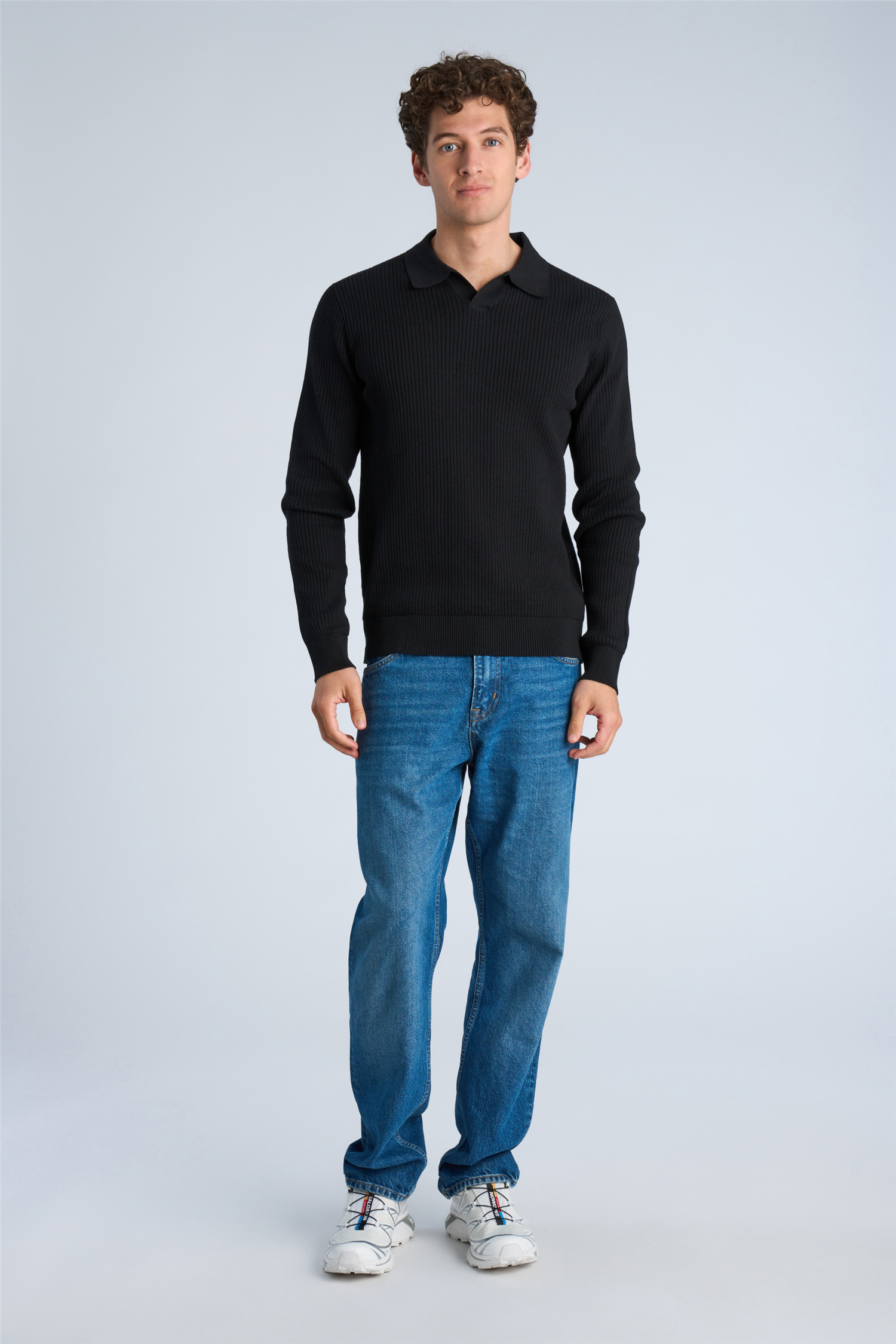 Ribbed L/s O-Neck Knit Black