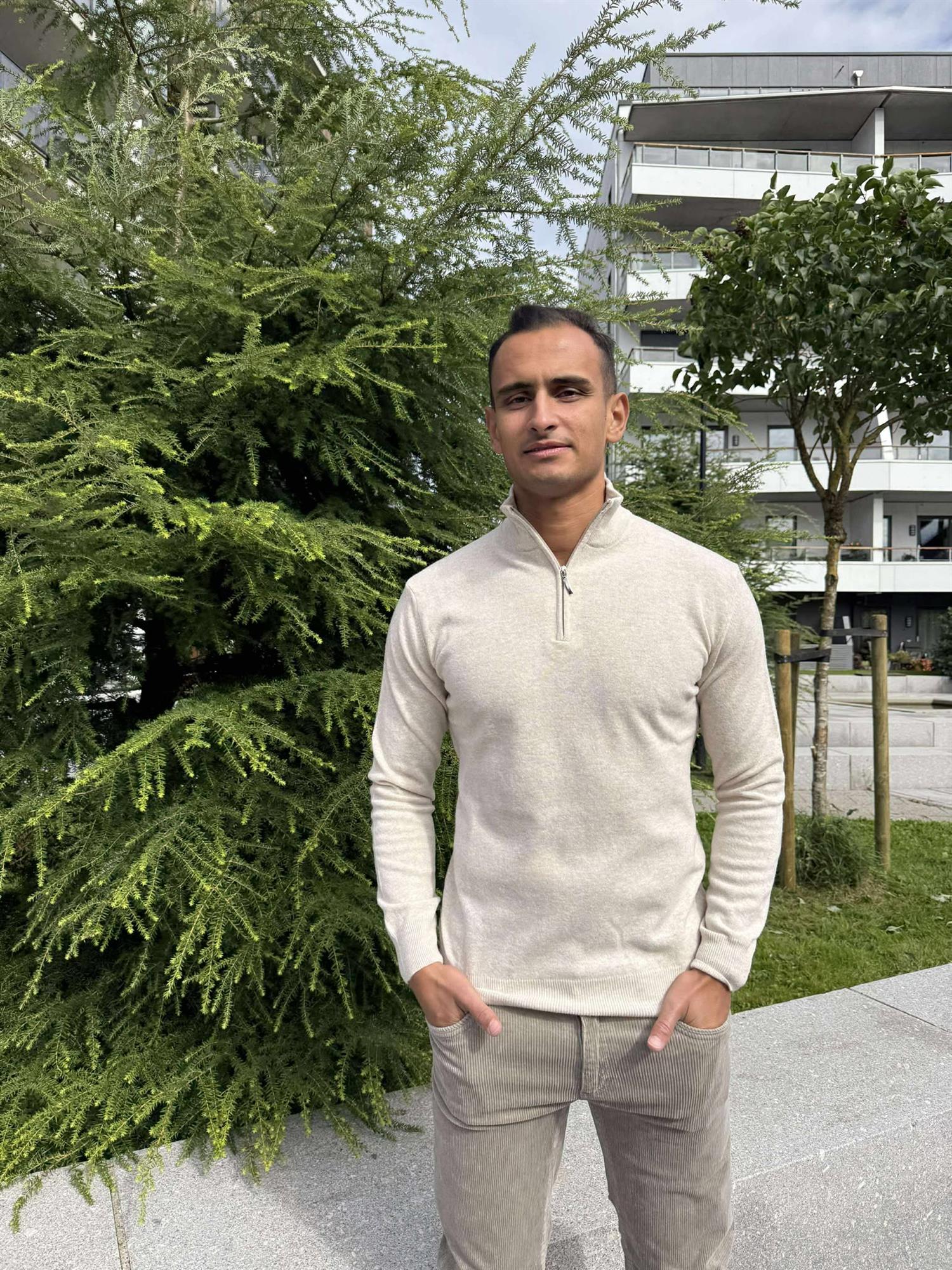 Stefano 1/2 Zip Natur