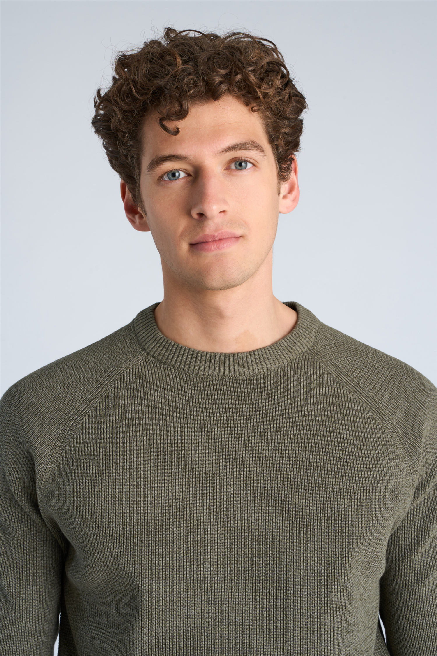 Ribbed L/s O-Neck Knit Army