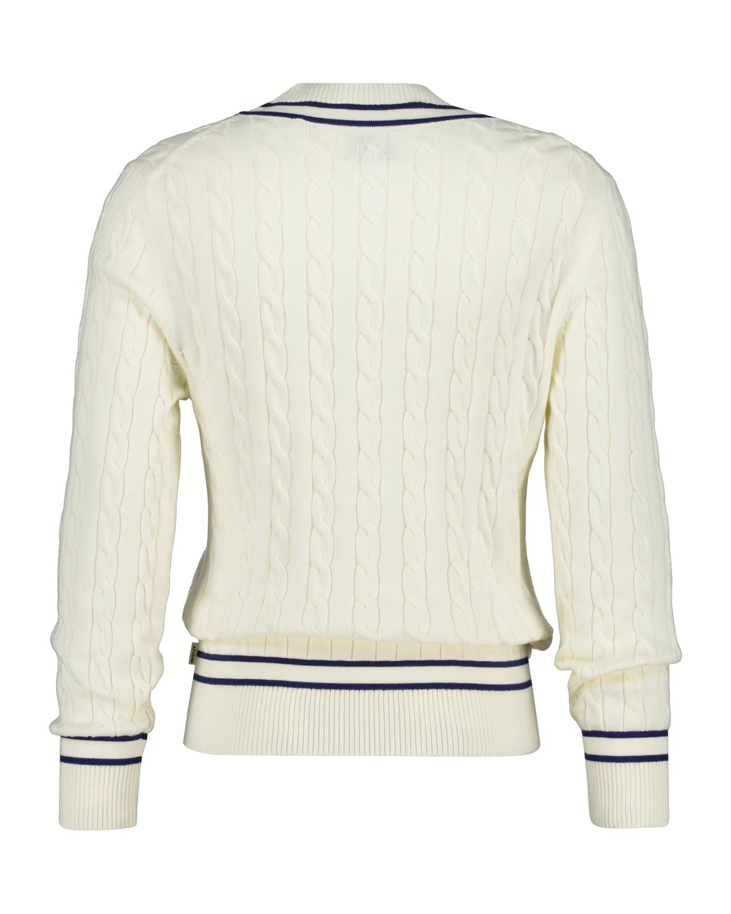 Cotton Cable V-Neck Cream