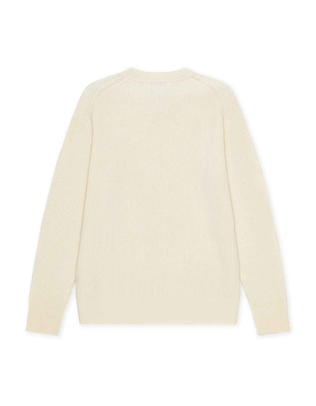 Wool Rib Roundneck Knit Ivory Melange