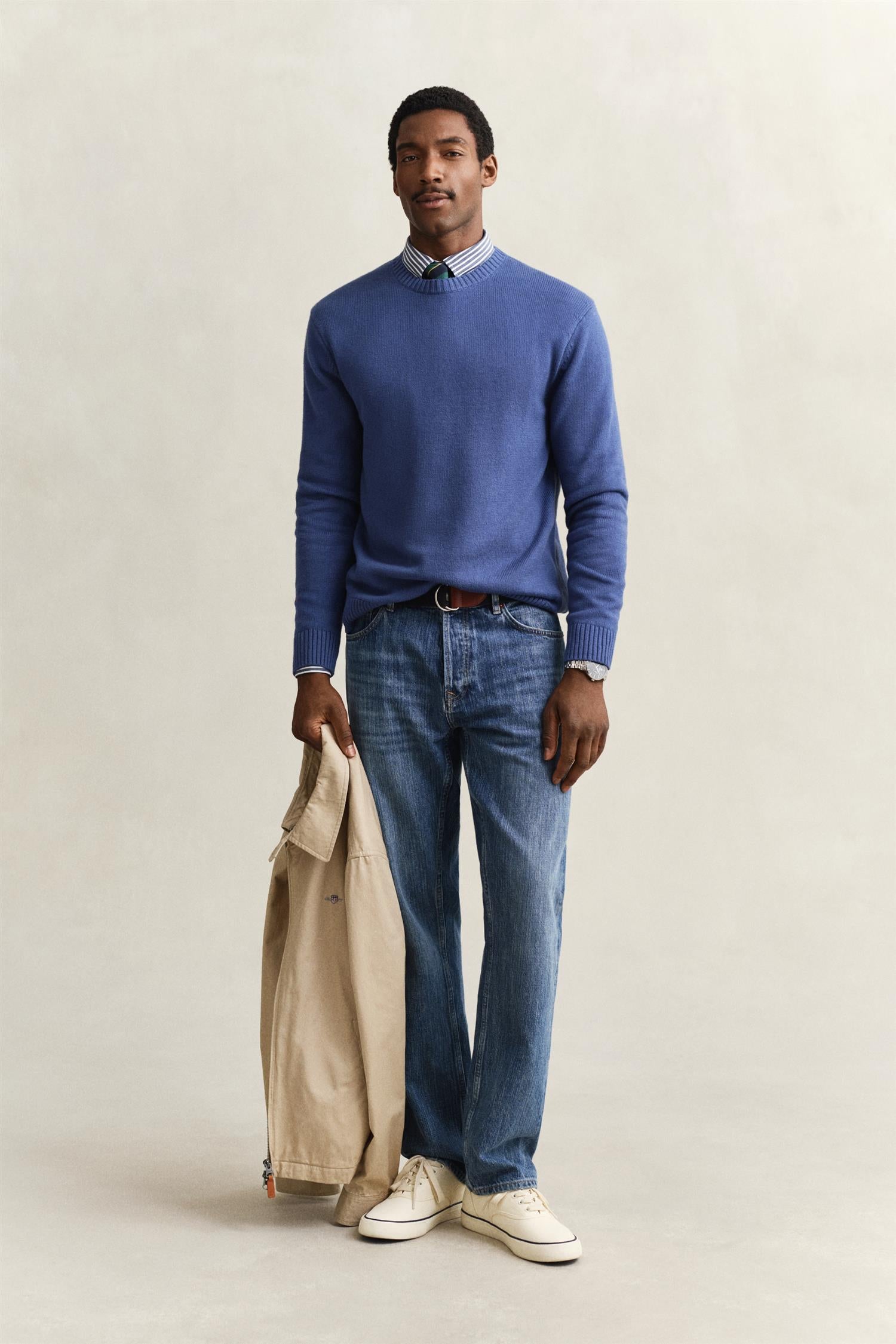 Cotton Blend C-Neck Vintage Blue