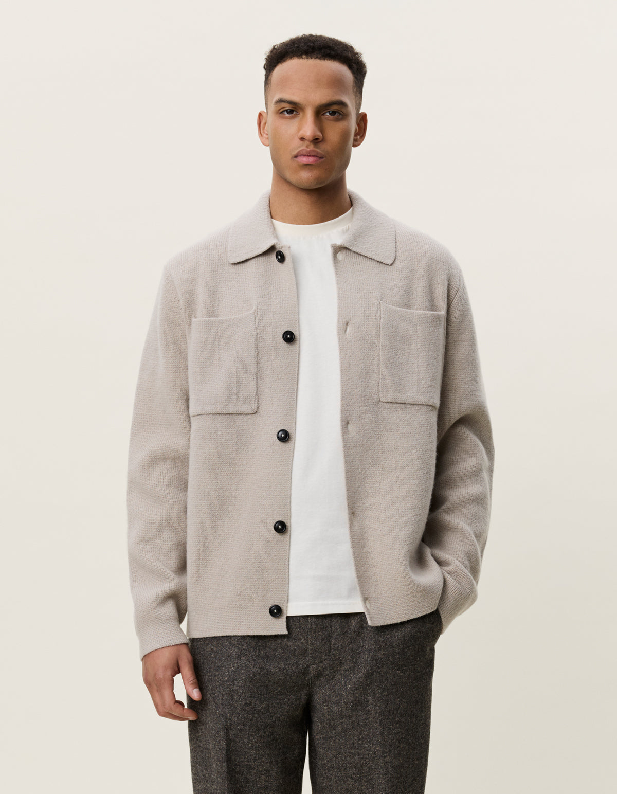 Milano Knit Overshirt Light Sand