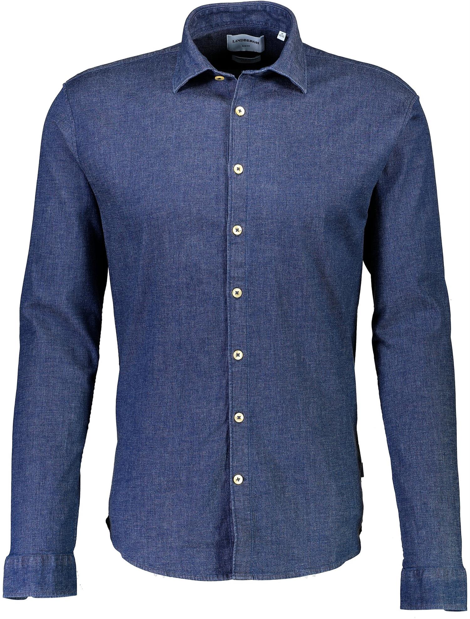 Soft indigo stretch shirt L/S Dk Blue