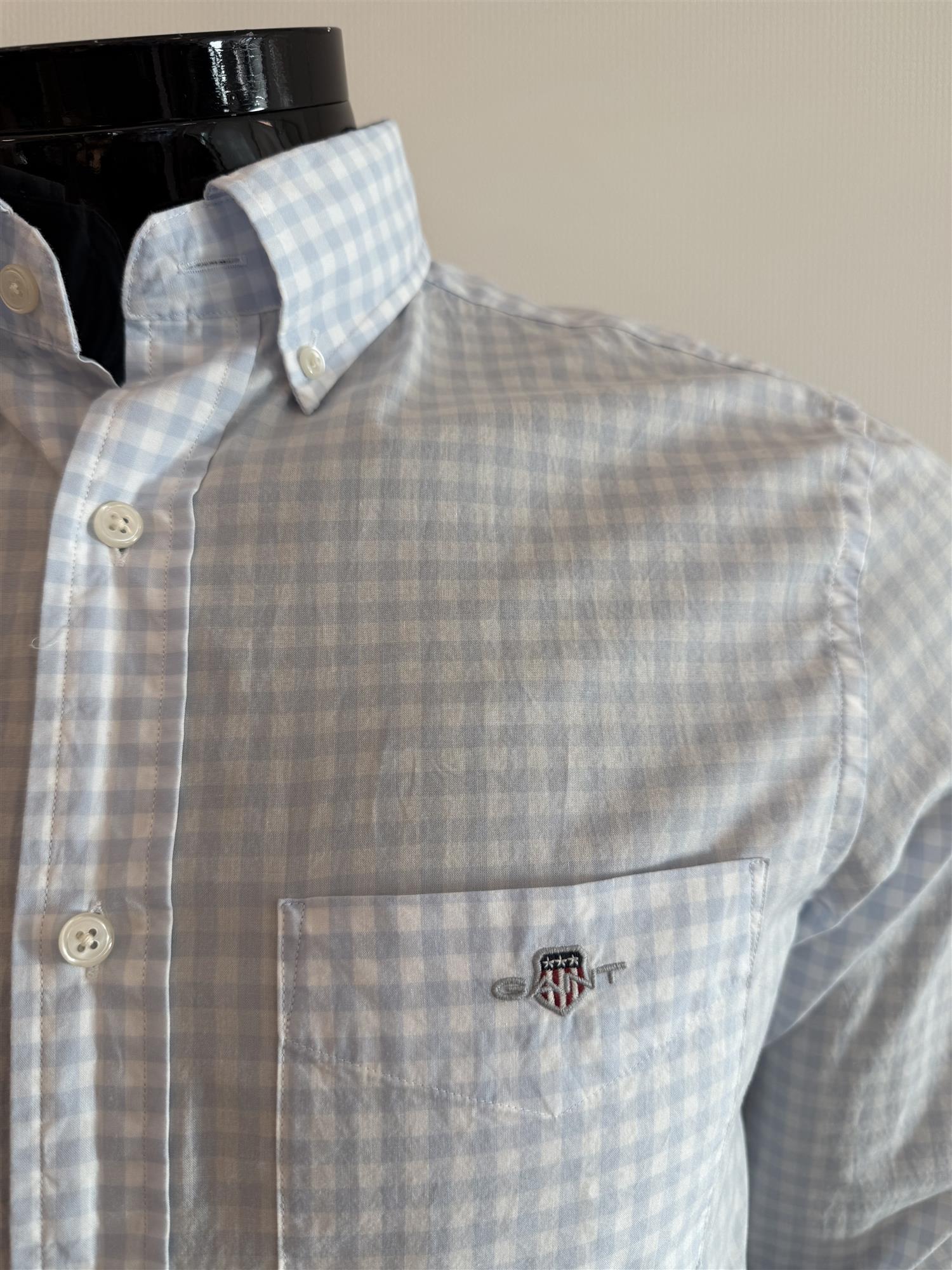 Reg classic poplin gingham BLÅ